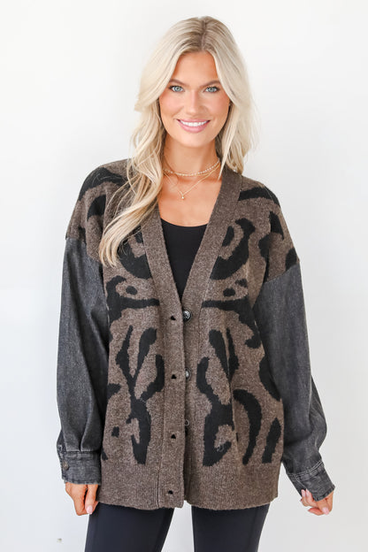 Notable Trendsetter Brown Leopard Sweater Cardigan