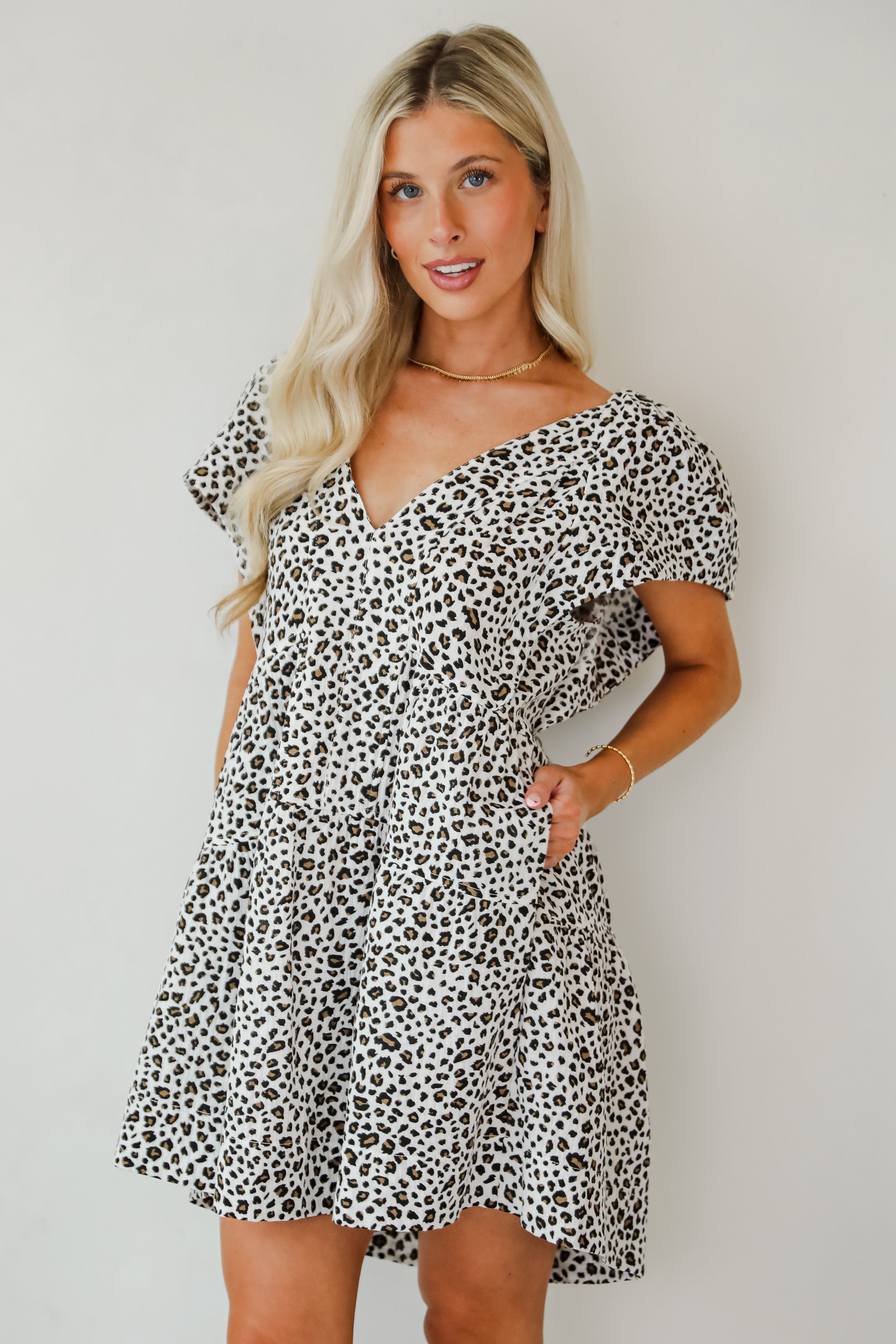 Fierce Look Leopard Tiered Mini Dress