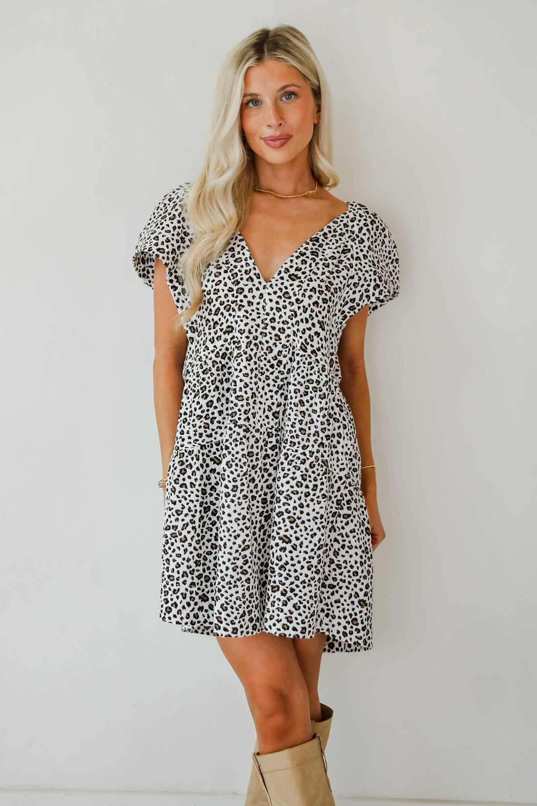 Fierce Look Leopard Tiered Mini Dress