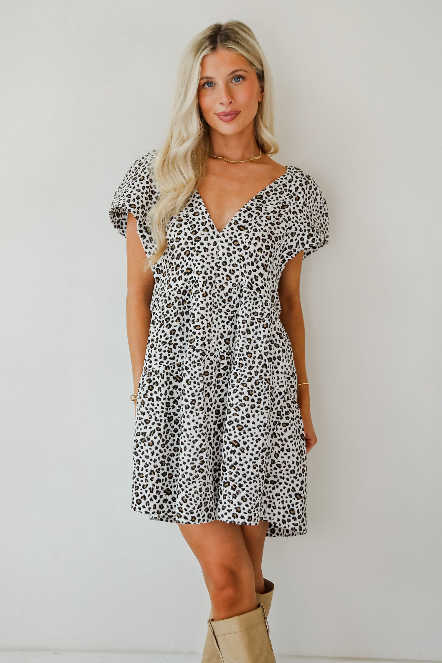 Fierce Look Leopard Tiered Mini Dress