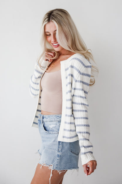 Glorious Persona Light Blue Striped Cardigan