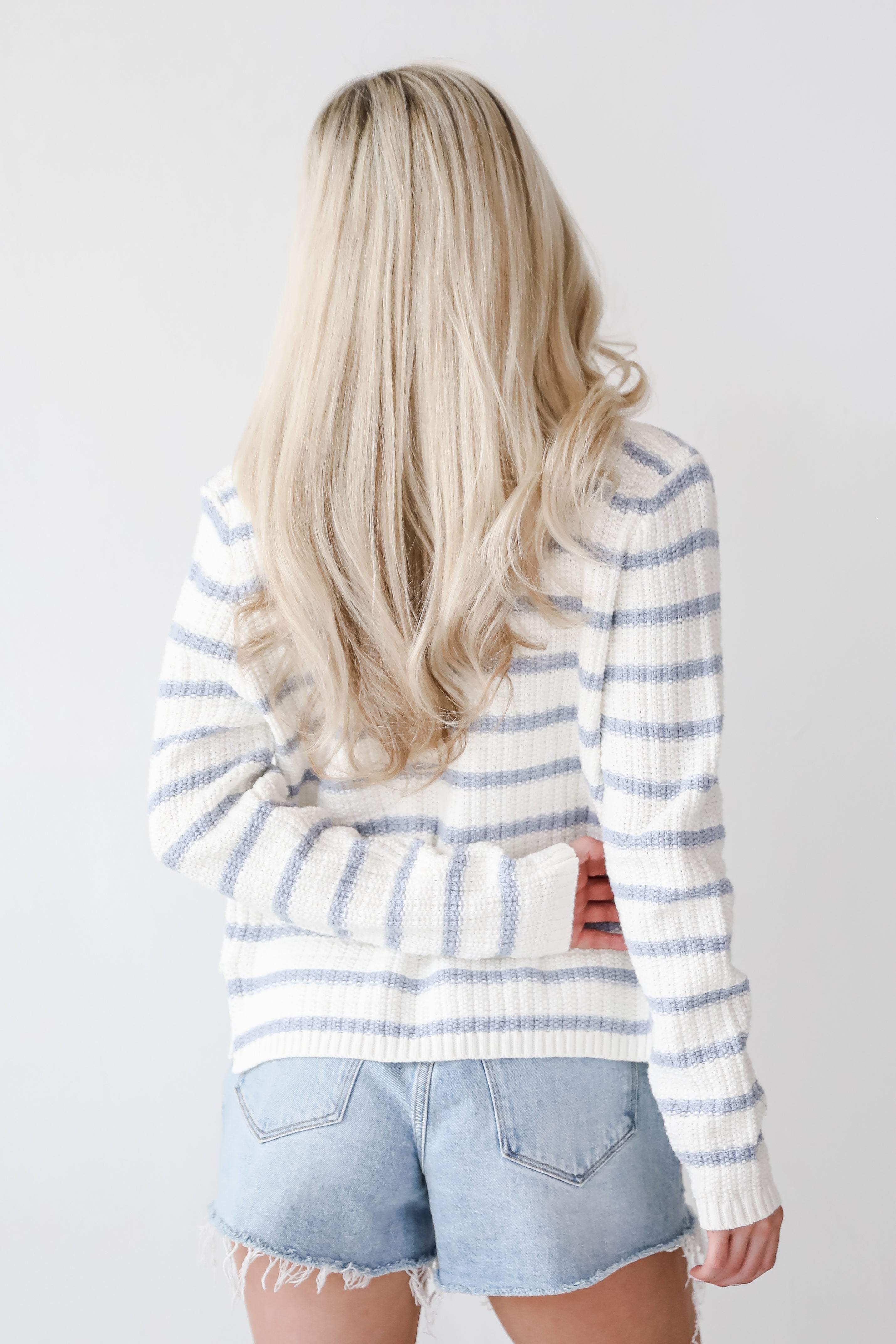 Glorious Persona Light Blue Striped Cardigan