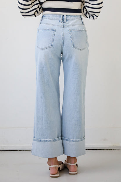 Kris Light Wash Super High Rise Cuffed Baggy Jeans