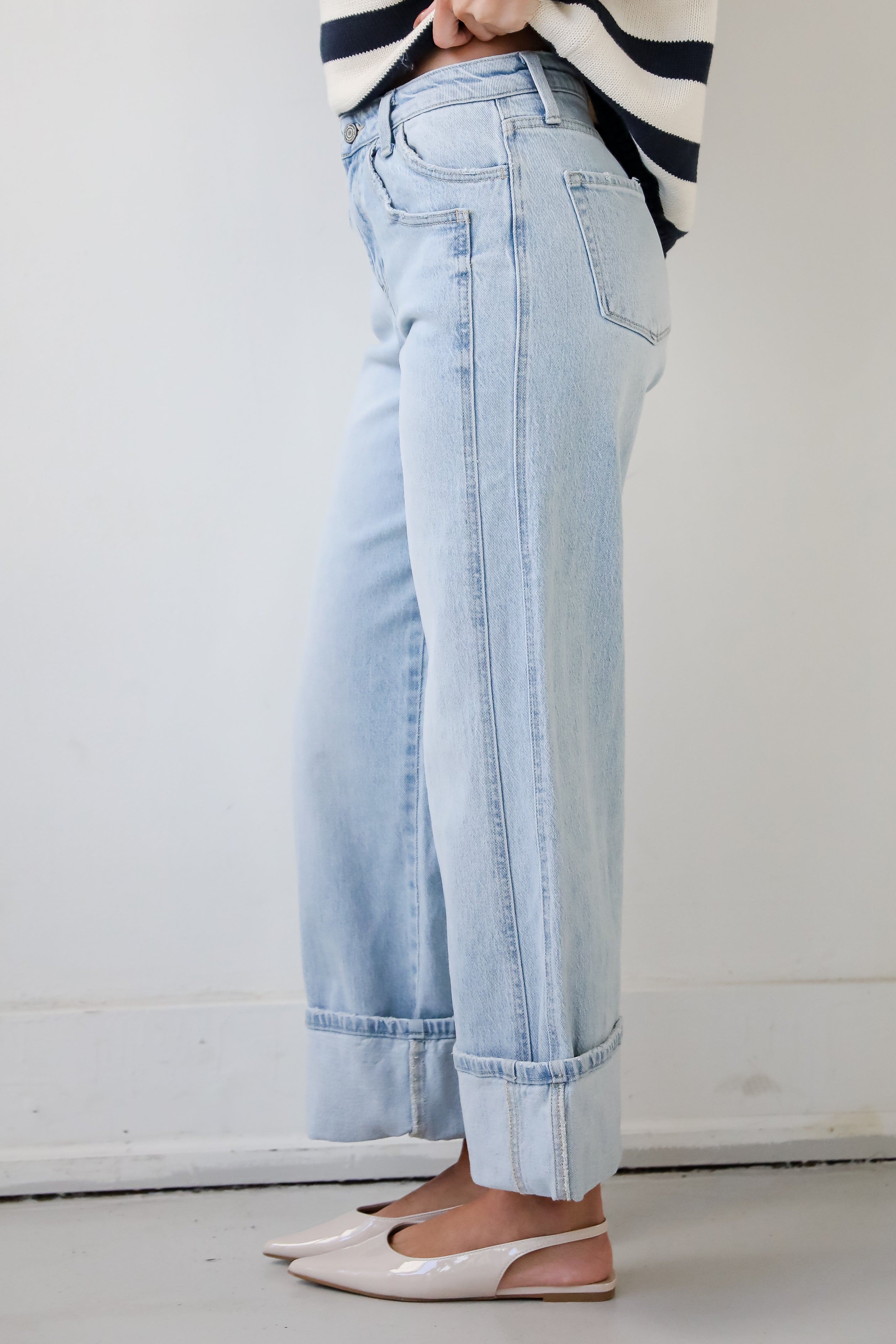 Kris Light Wash Super High Rise Cuffed Baggy Jeans