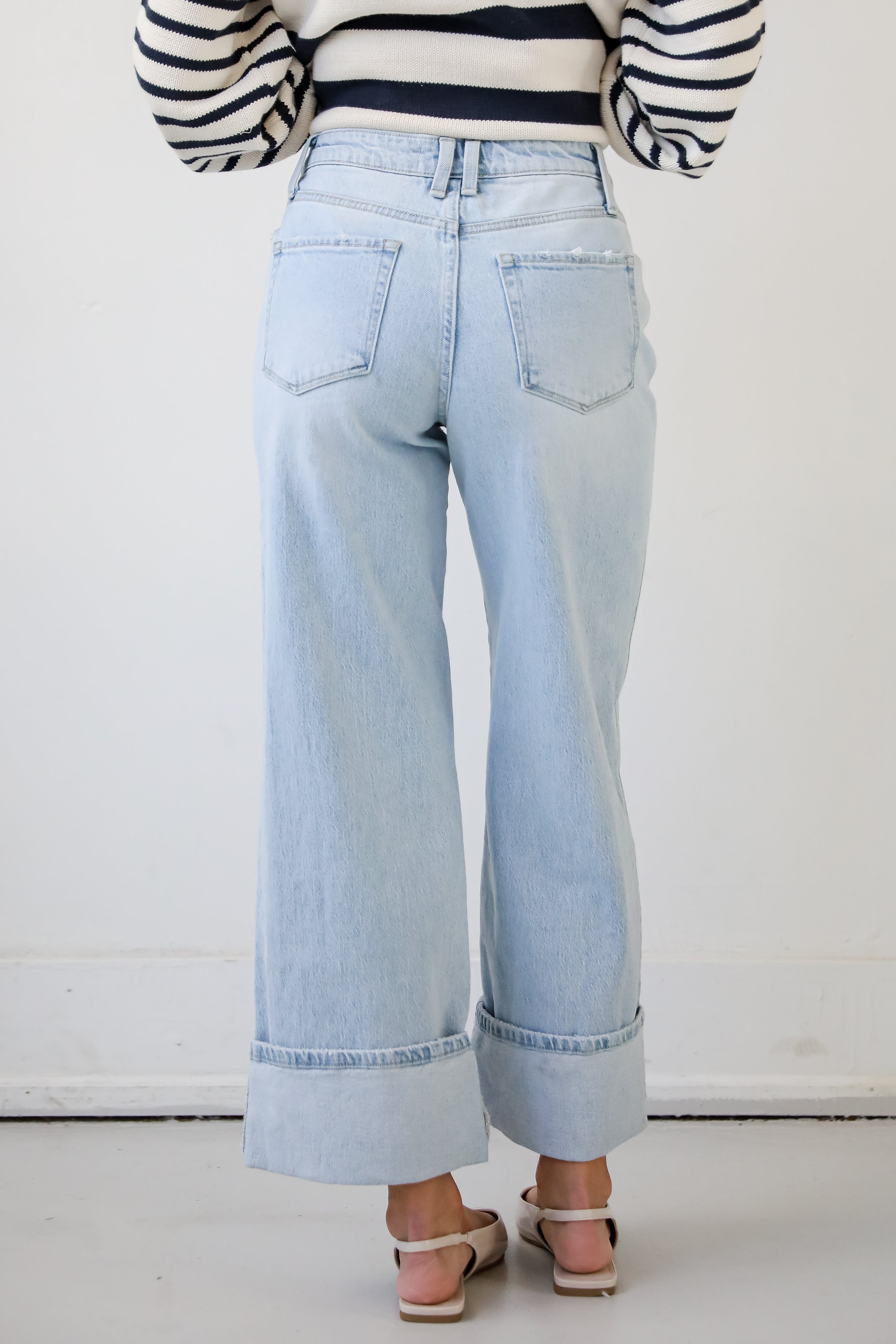 Kris Light Wash Super High Rise Cuffed Baggy Jeans