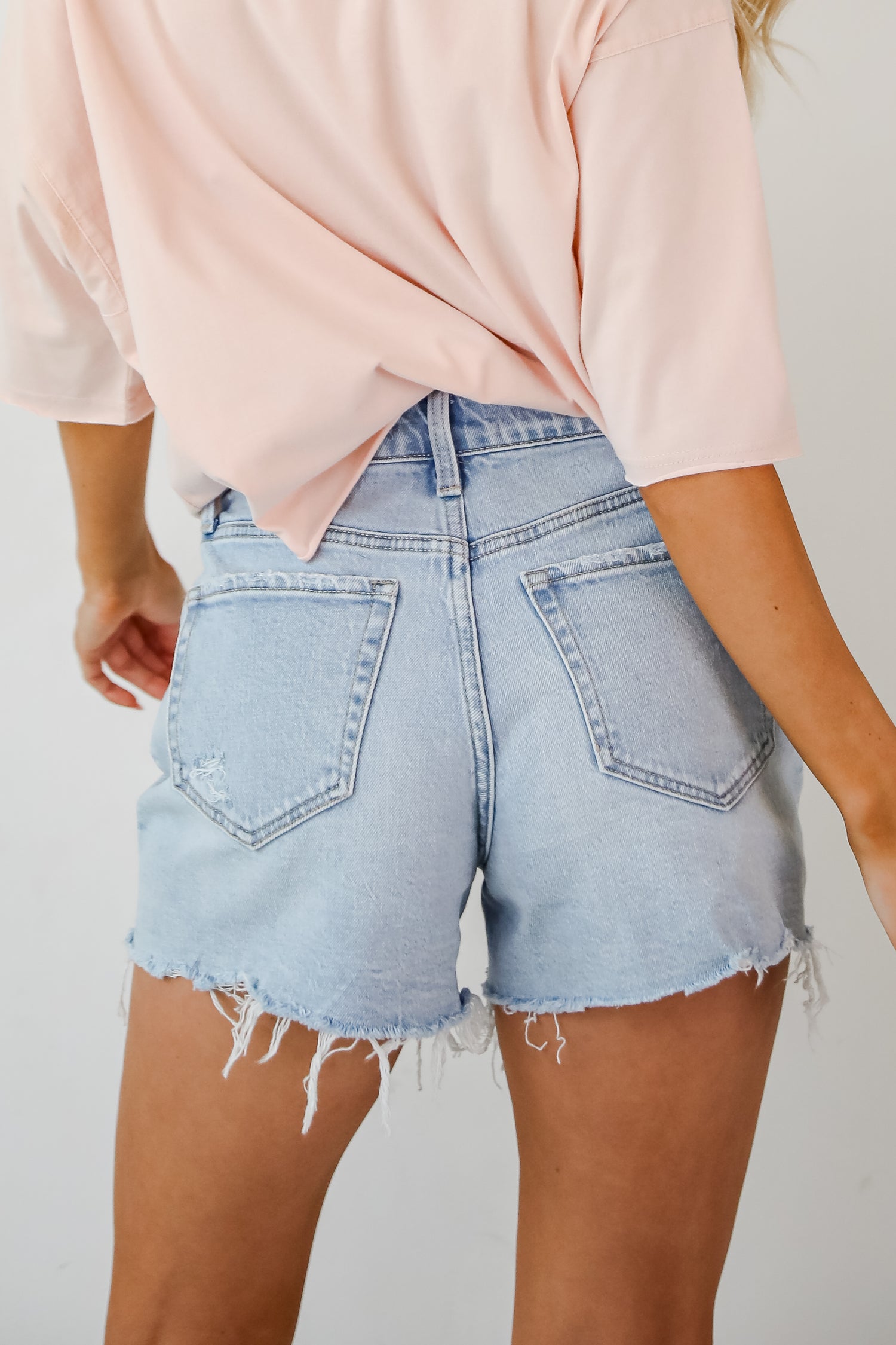 Hailey Light Wash Distressed Denim Shorts