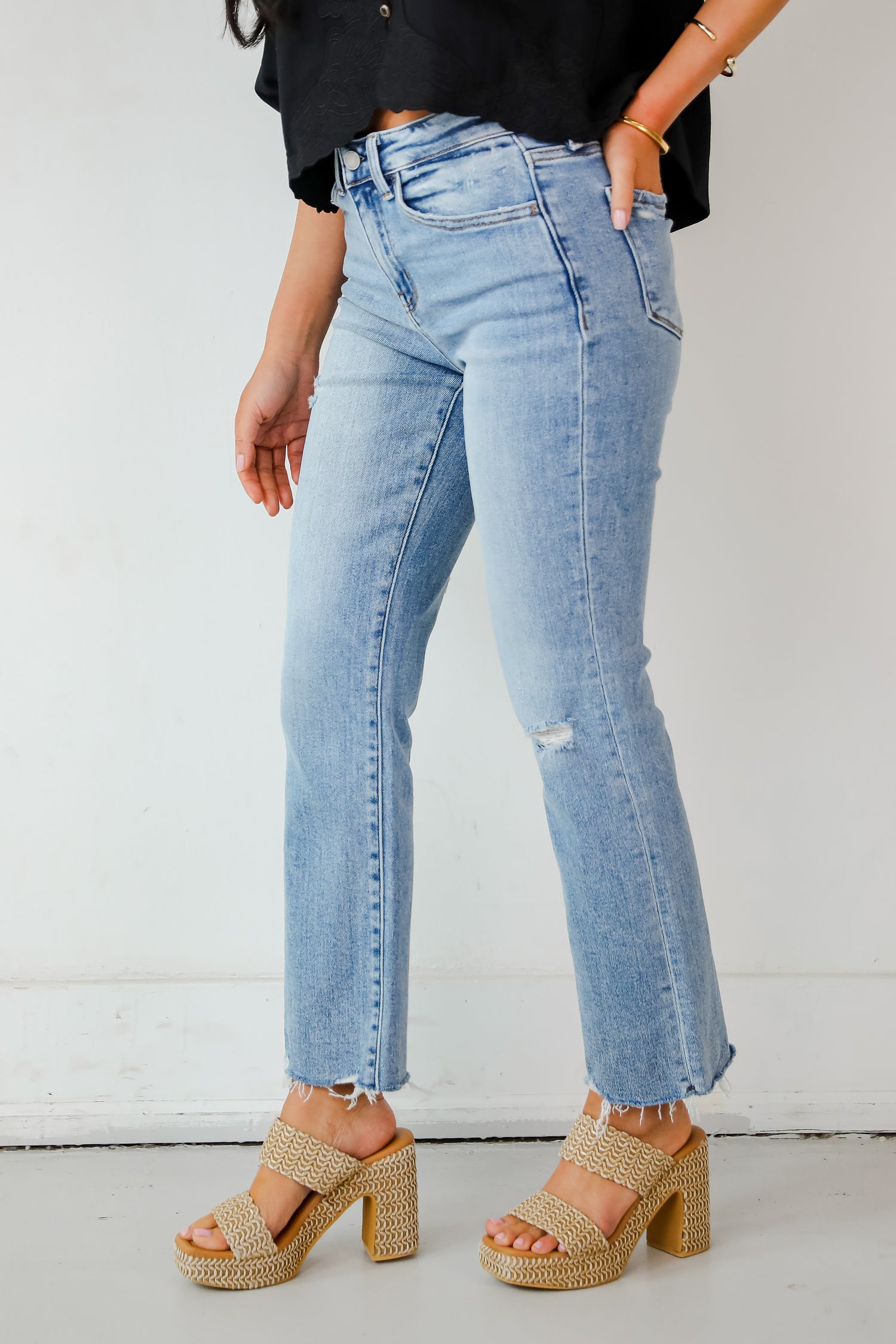 Lily Light Wash High-Rise Stretch Straight Jeans