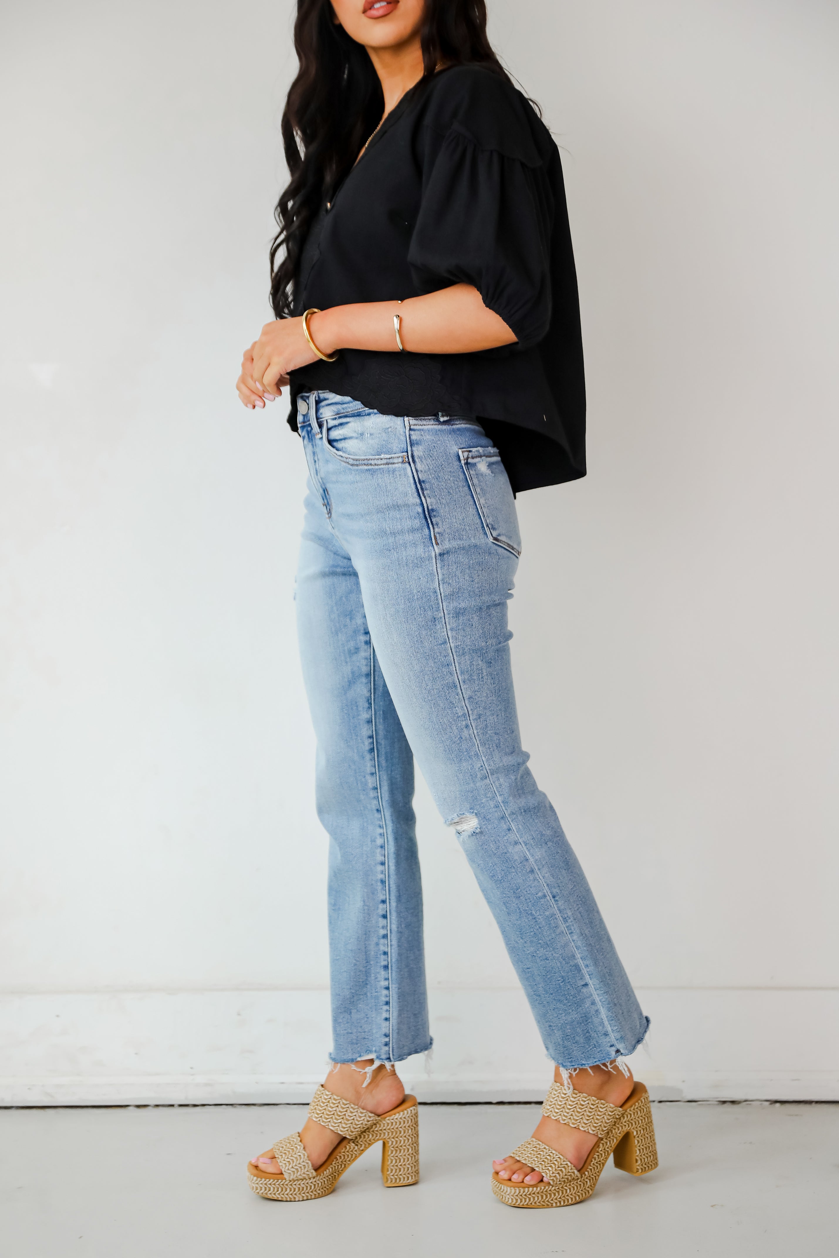 Lily Light Wash High-Rise Stretch Straight Jeans