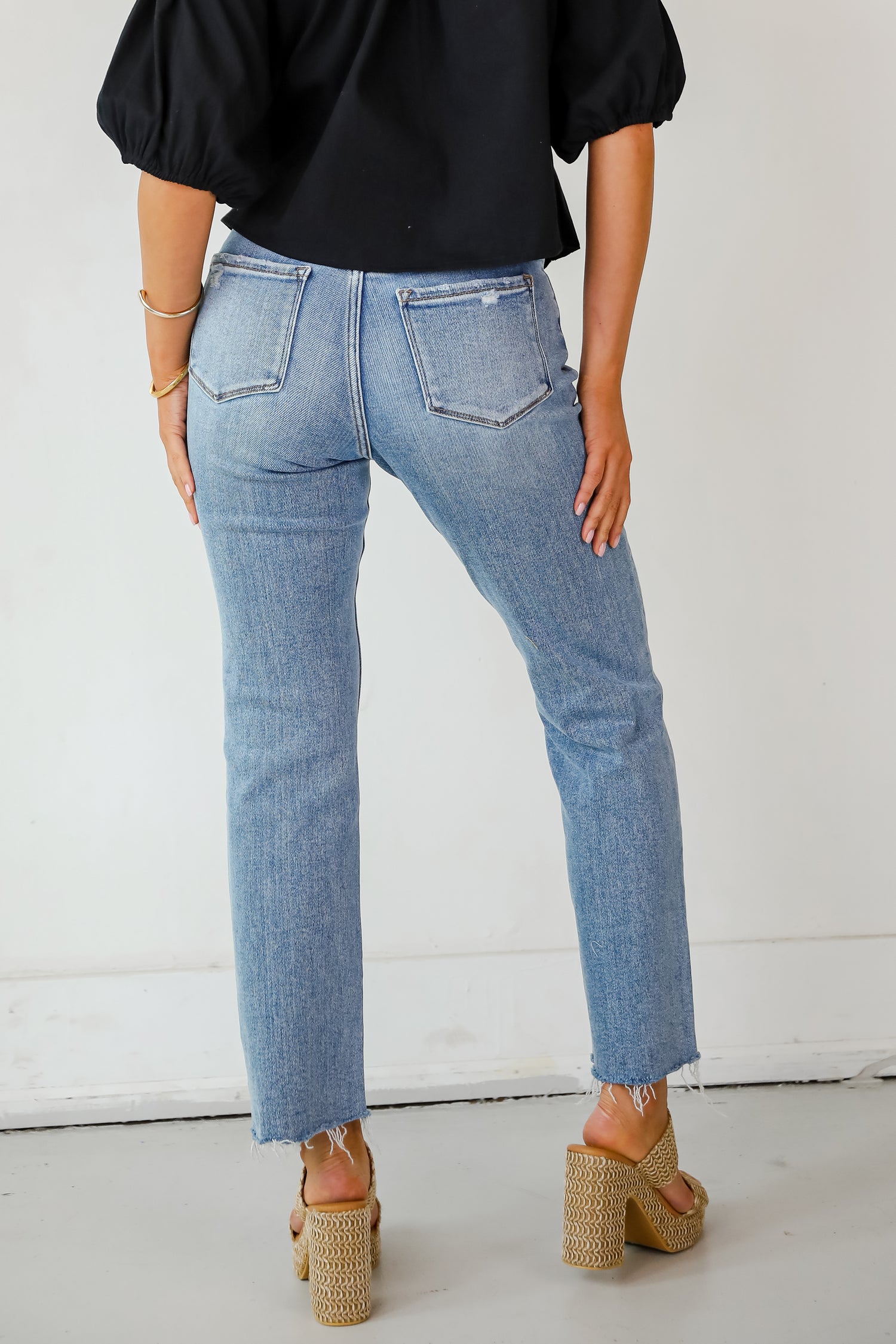 Lily Light Wash High-Rise Stretch Straight Jeans