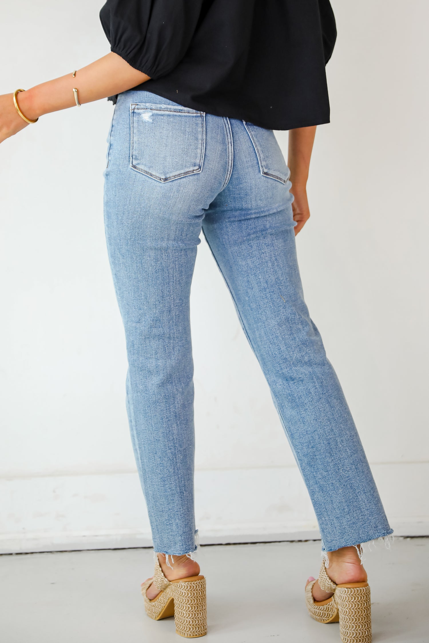 Lily Light Wash High-Rise Stretch Straight Jeans