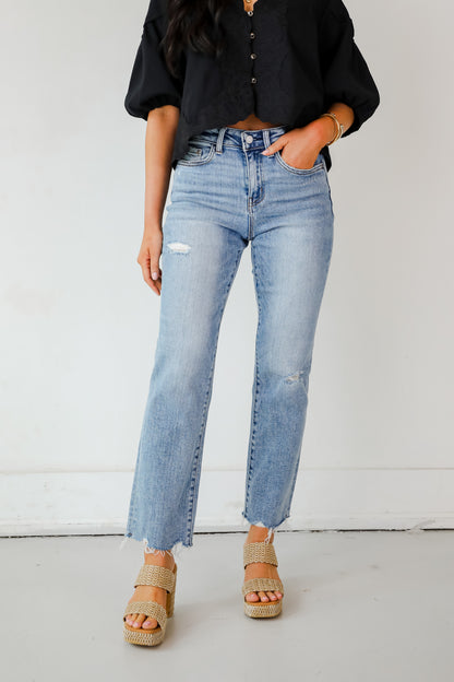 Lily Light Wash High-Rise Stretch Straight Jeans