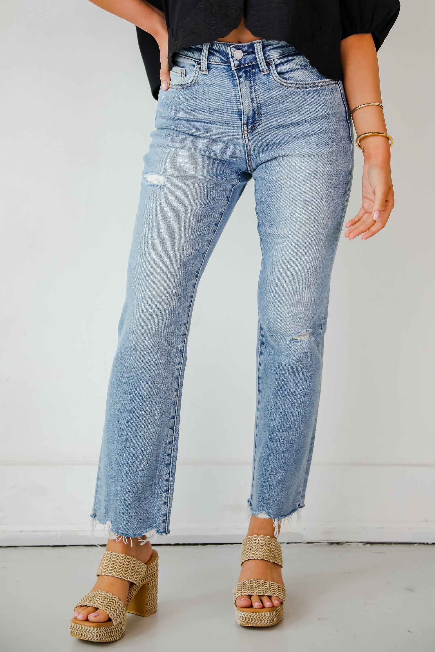 Lily Light Wash High-Rise Stretch Straight Jeans