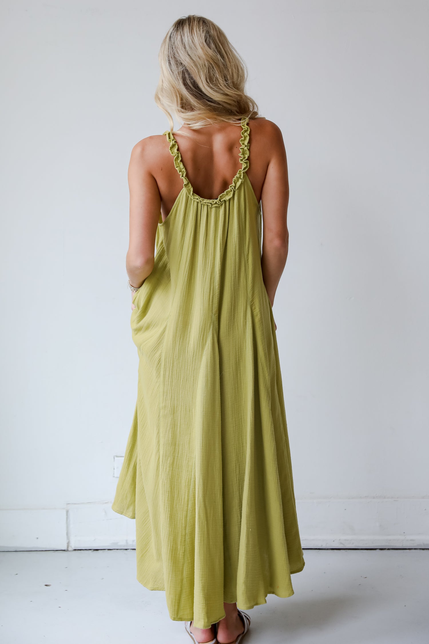 Pleasantly Perfect Lime Linen Maxi Dress