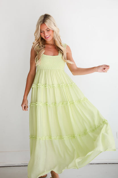 cute yellow tiered maxi dress