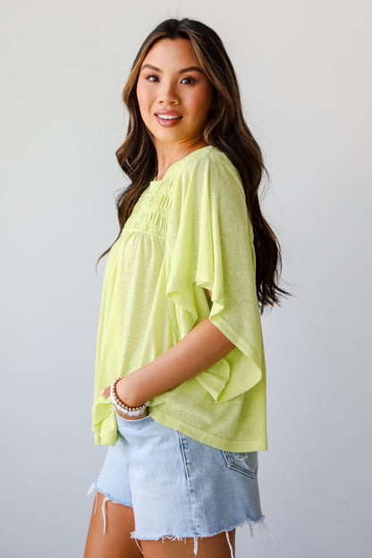 Laidback Living Lime Smocked Tee