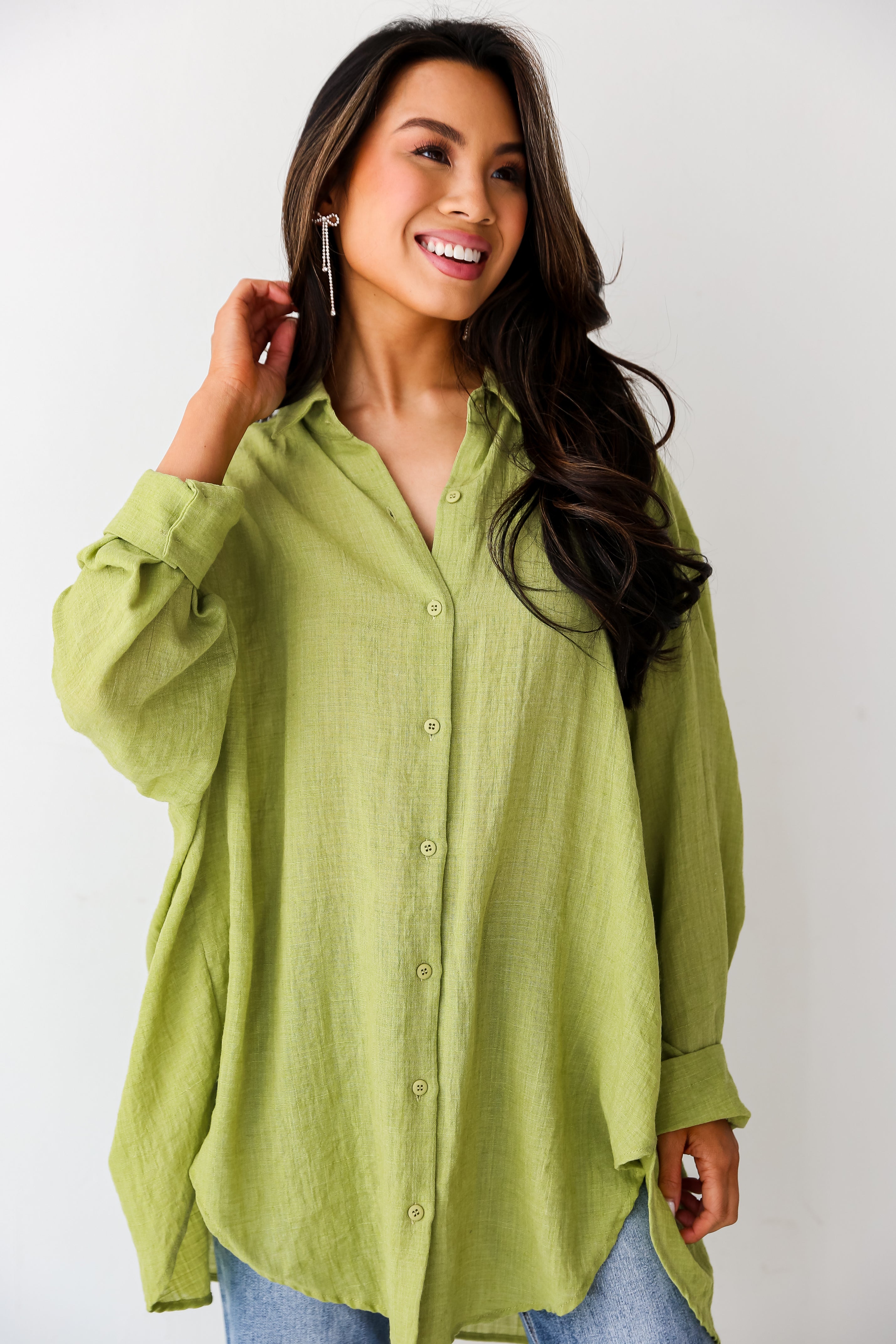 Oversized Button-Up Blouse for women