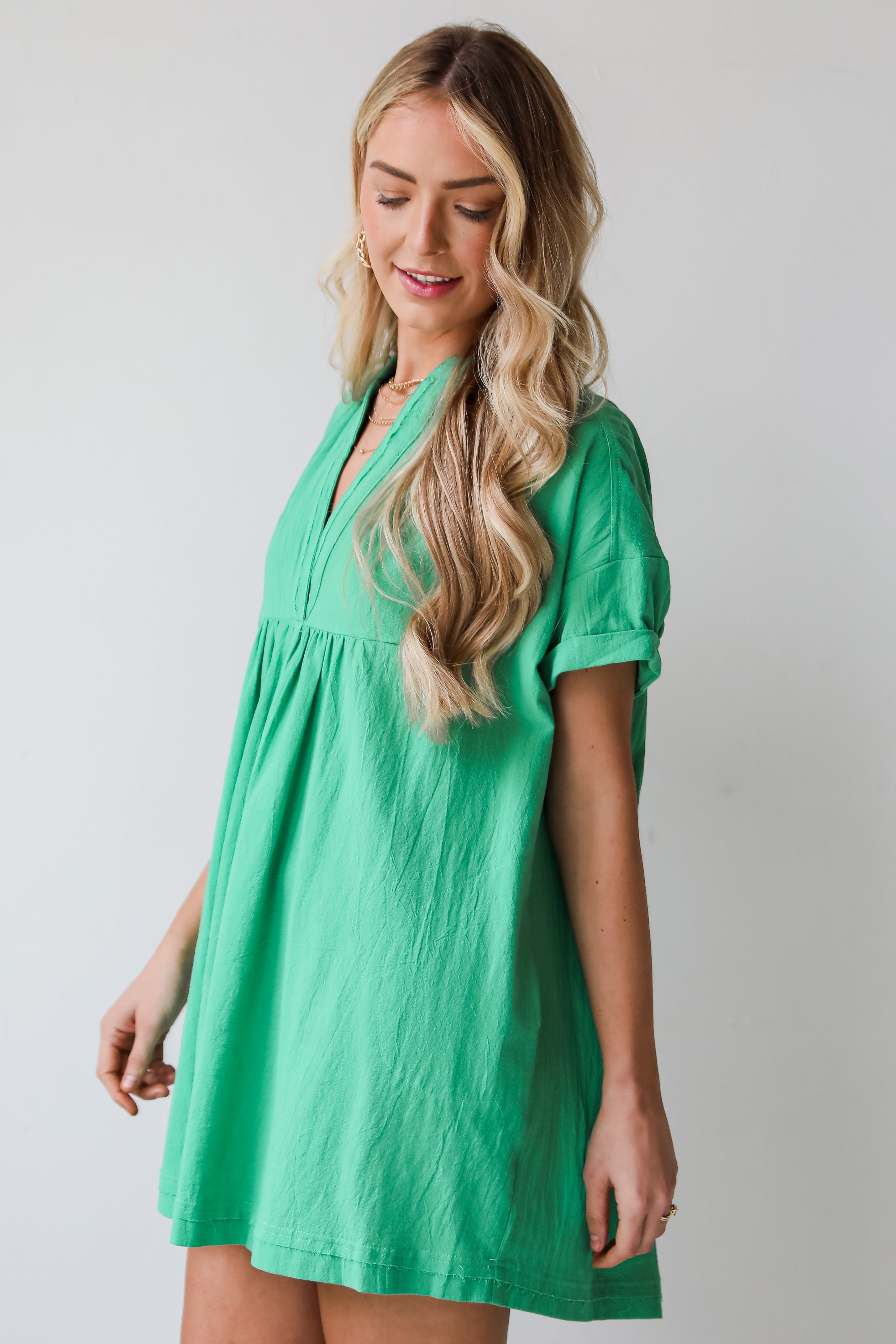 kelly green Babydoll Mini Dress