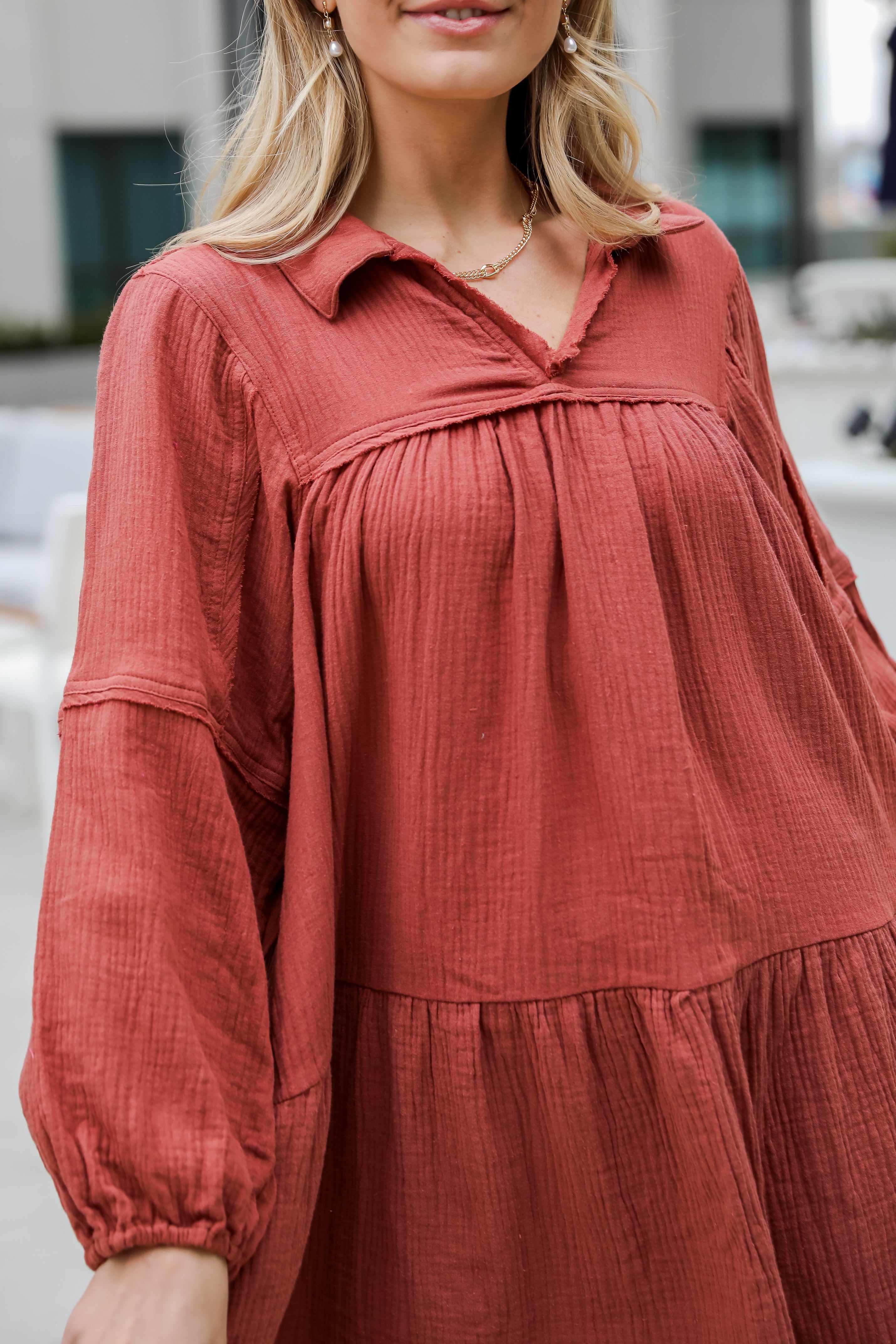 flowy brown dress