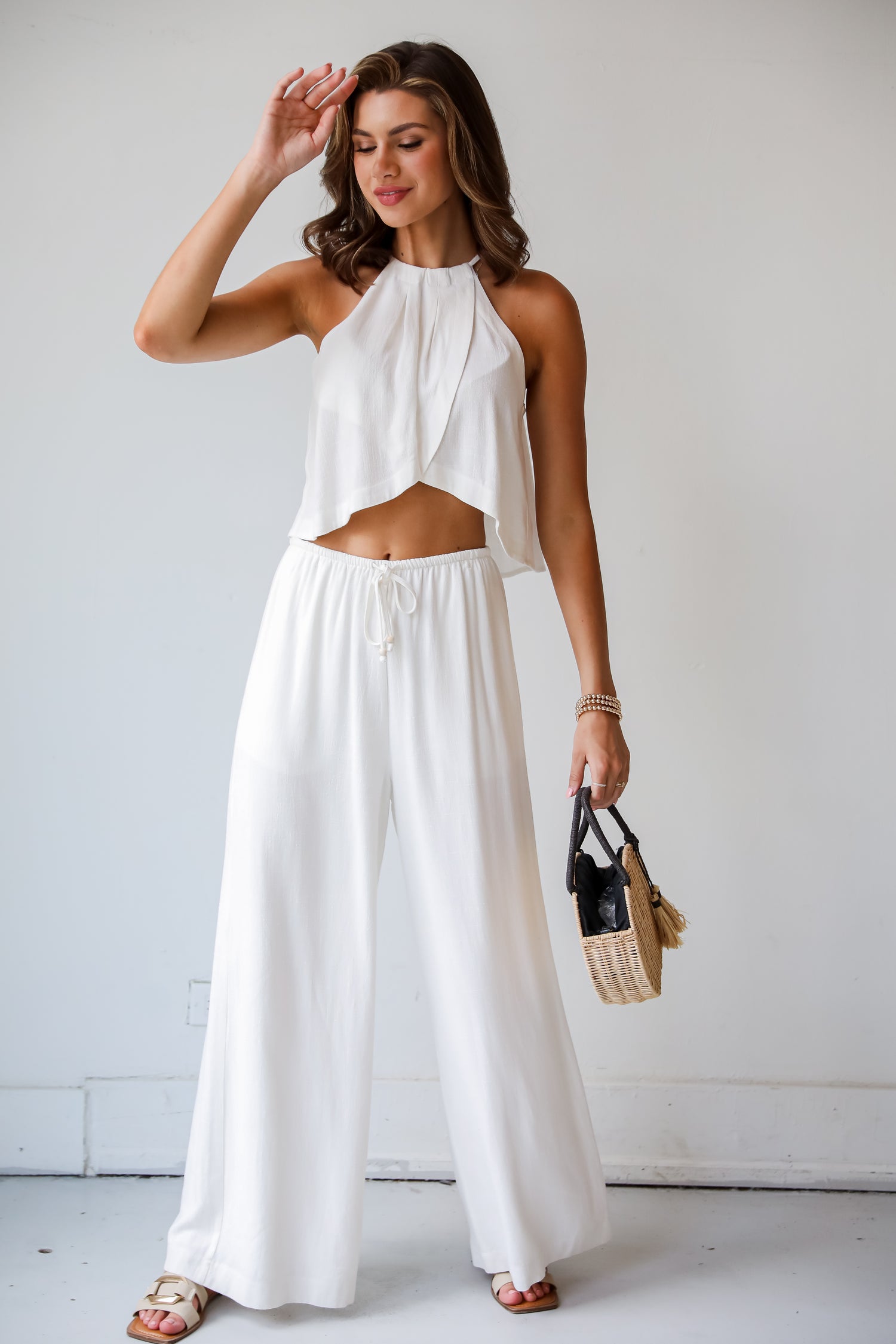 Confident Season Off White Linen Pants