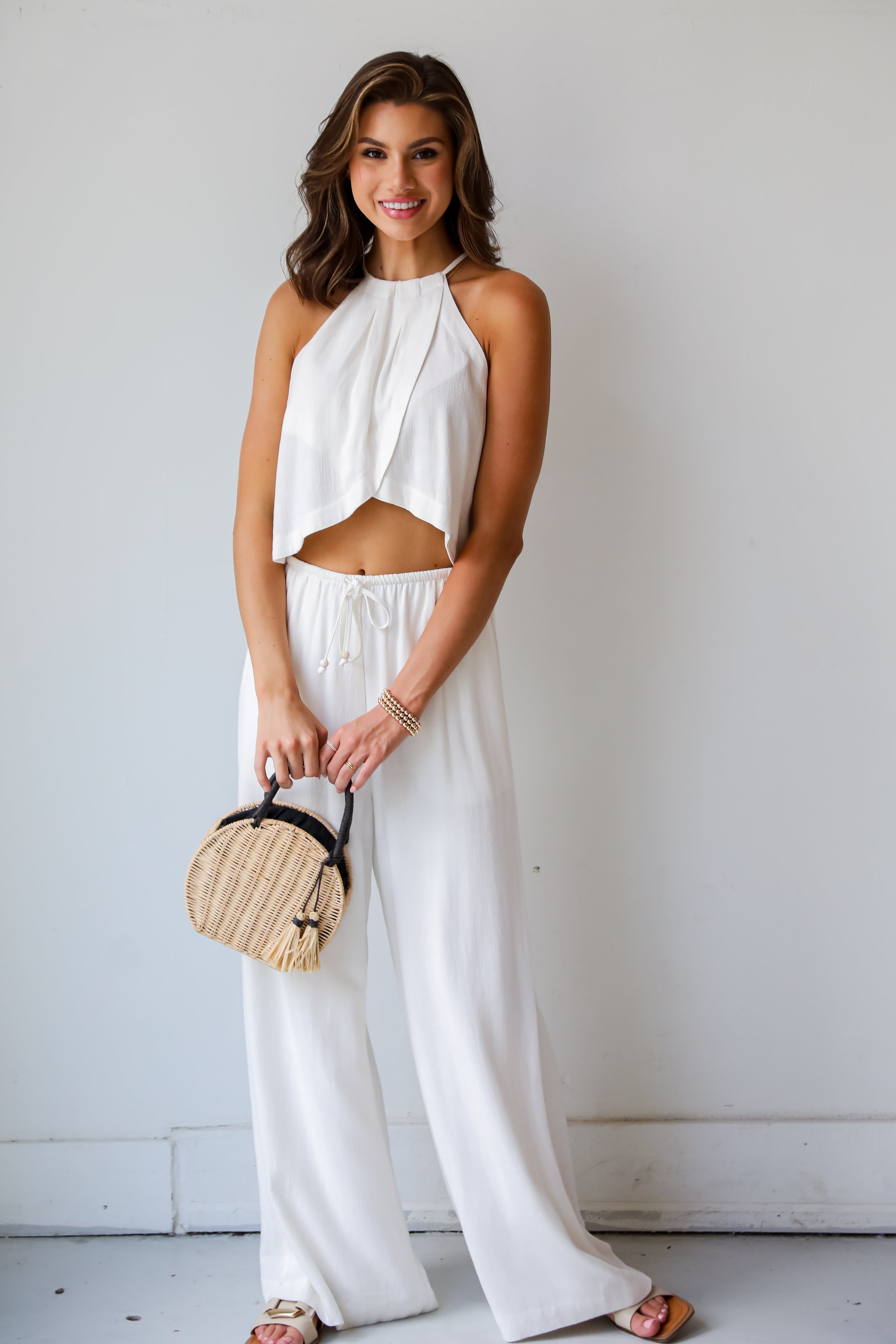 Confident Season Off White Linen Tank