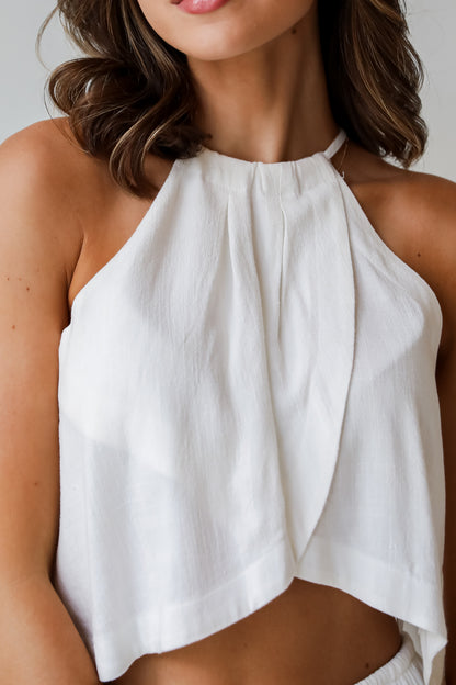 Confident Season Off White Linen Tank