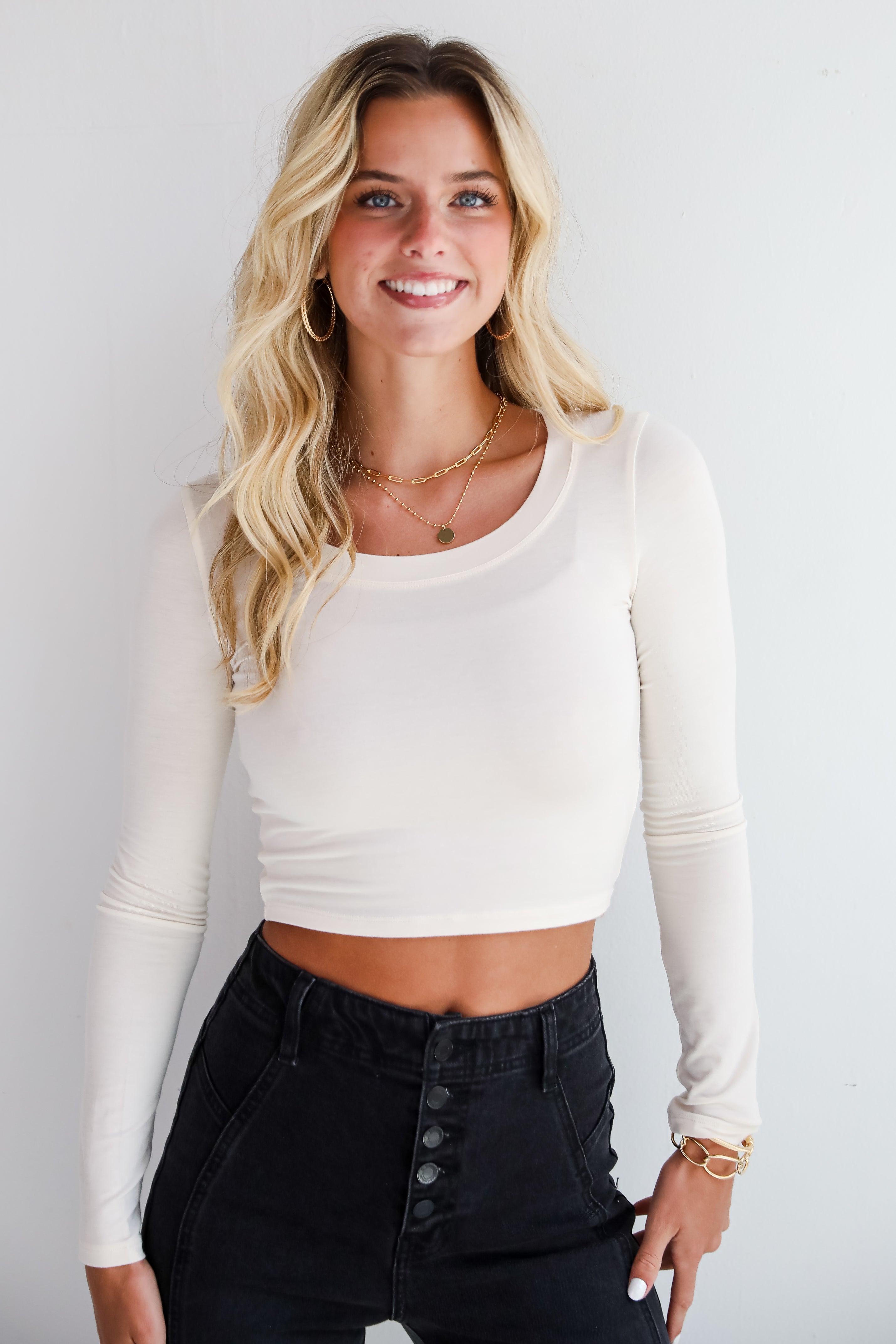 Sloane Everyday Cropped Long Sleeve Top