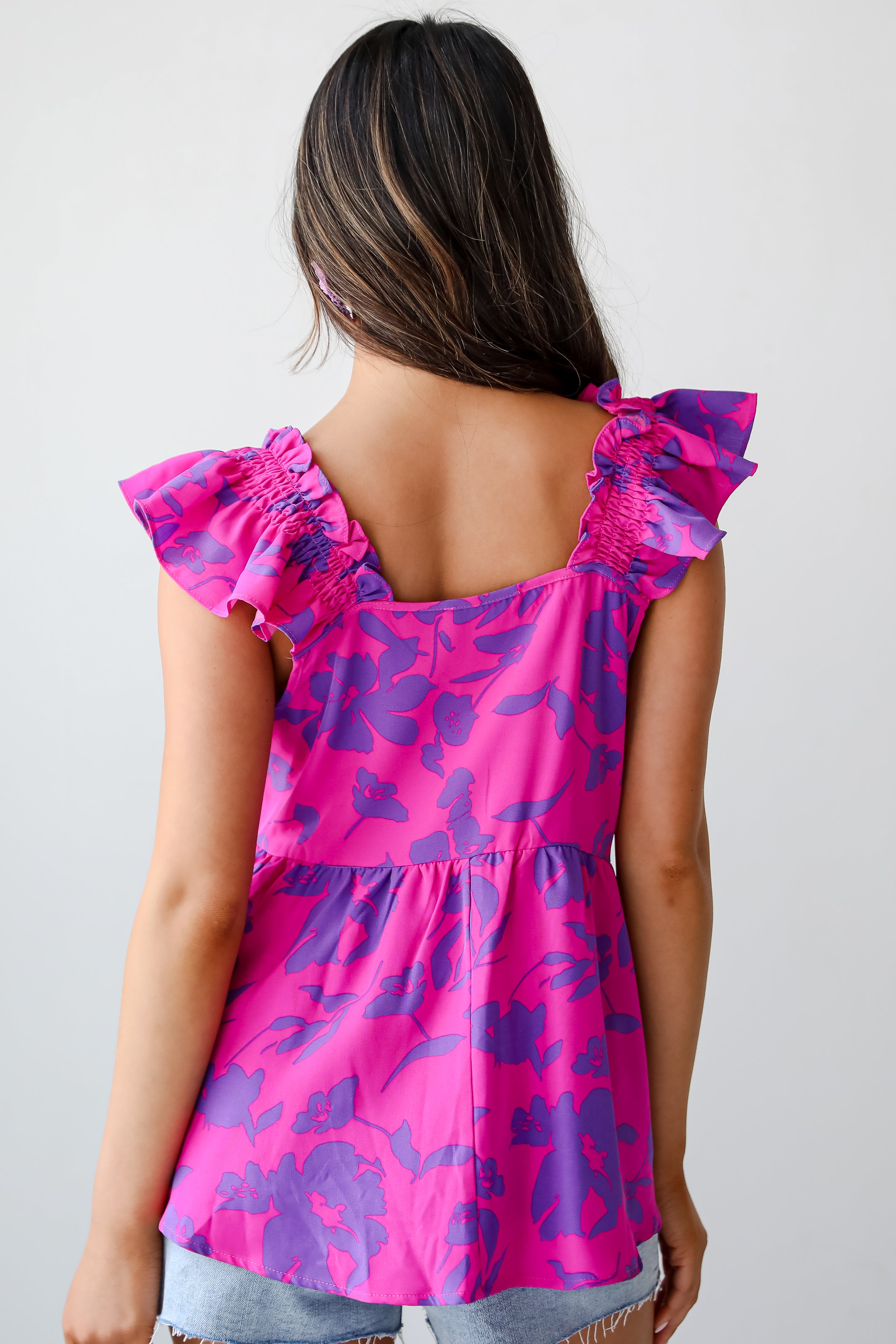 Fancy Sweetness Magenta Floral Babydoll Tank