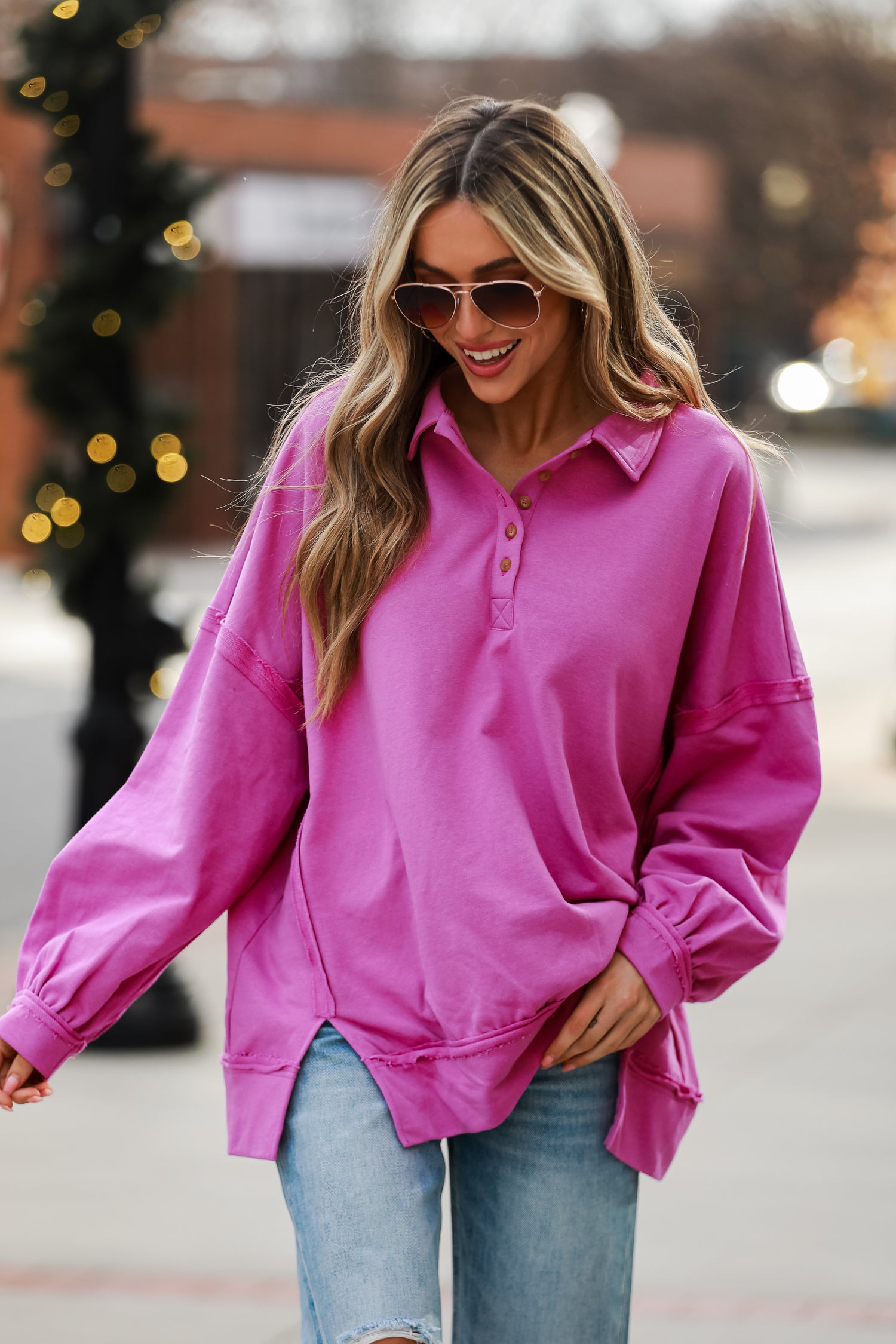 Magenta Oversized Pullover