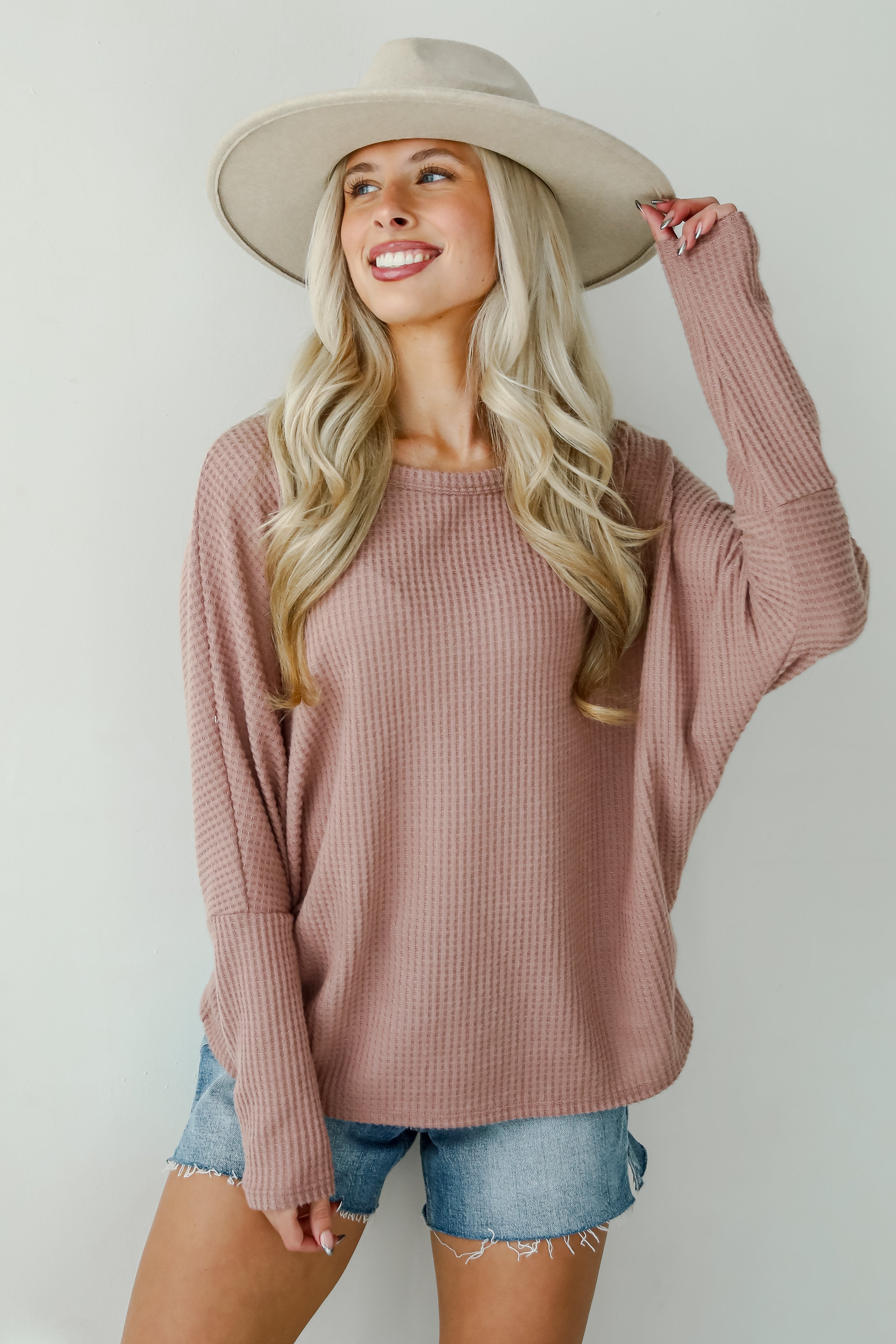 Trendy Minimalist Waffle Knit Top