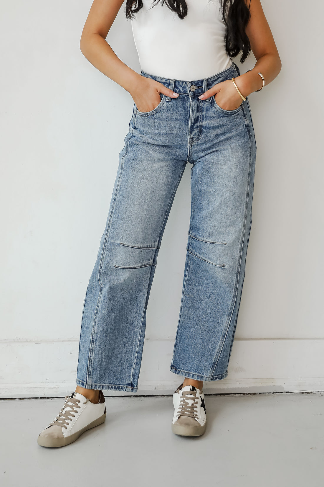 Addy Medium Wash High-Rise Barrel Jeans