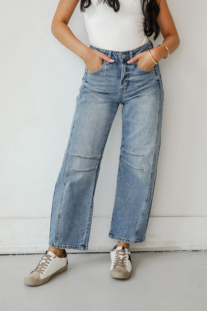 Addy Medium Wash High-Rise Barrel Jeans