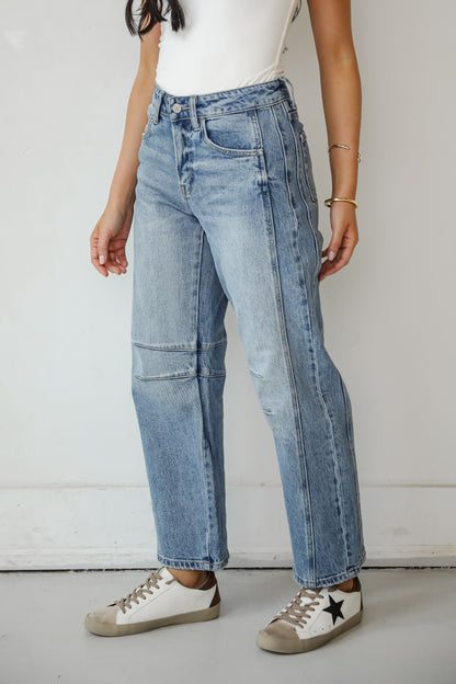 Addy Medium Wash High-Rise Barrel Jeans