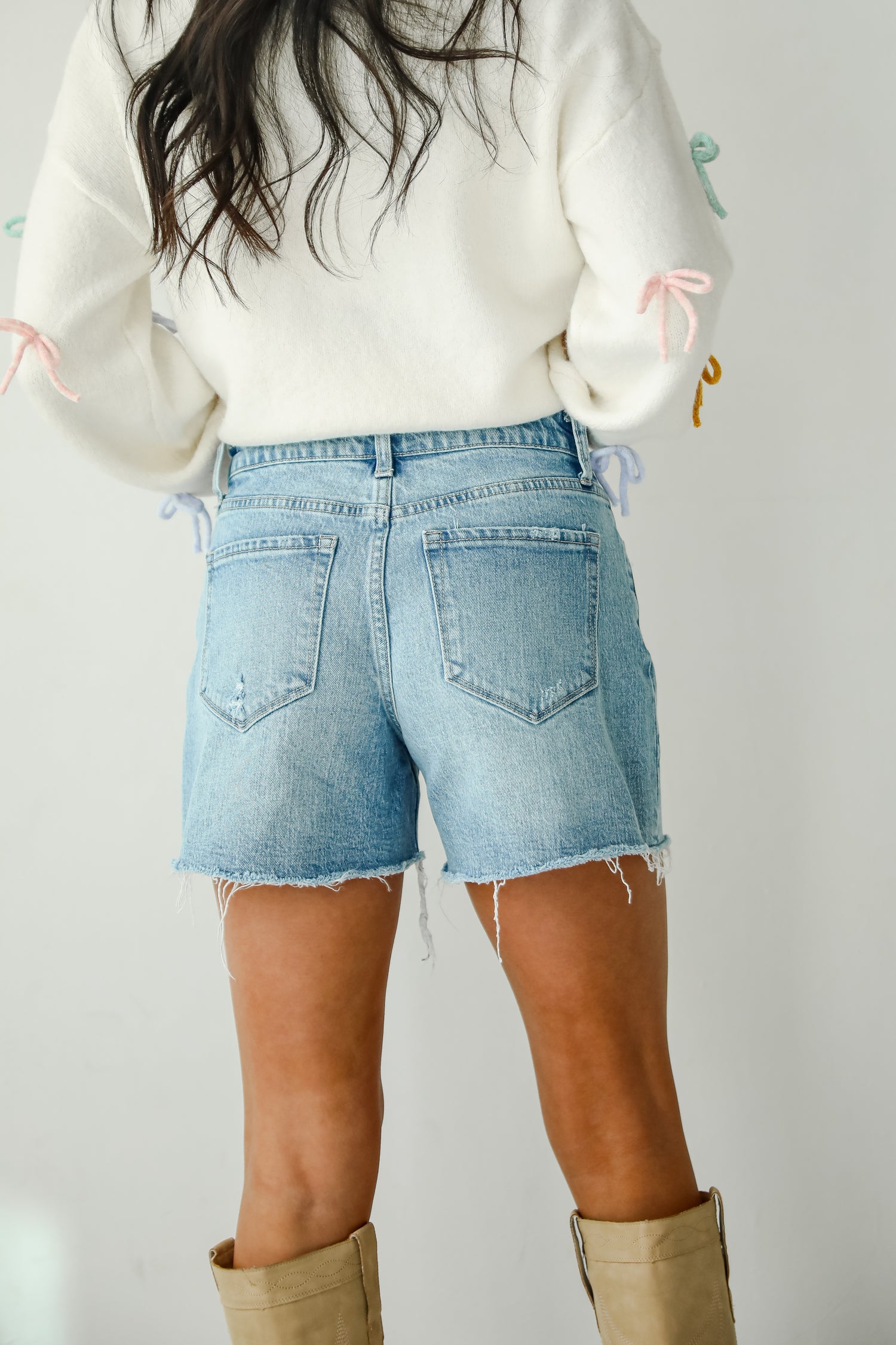 Jayde Medium Wash Stretch Boyfriend Denim Shorts