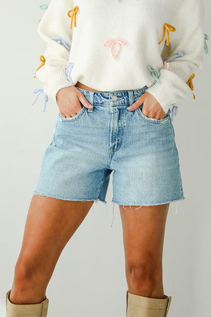 Jayde Medium Wash Stretch Boyfriend Denim Shorts