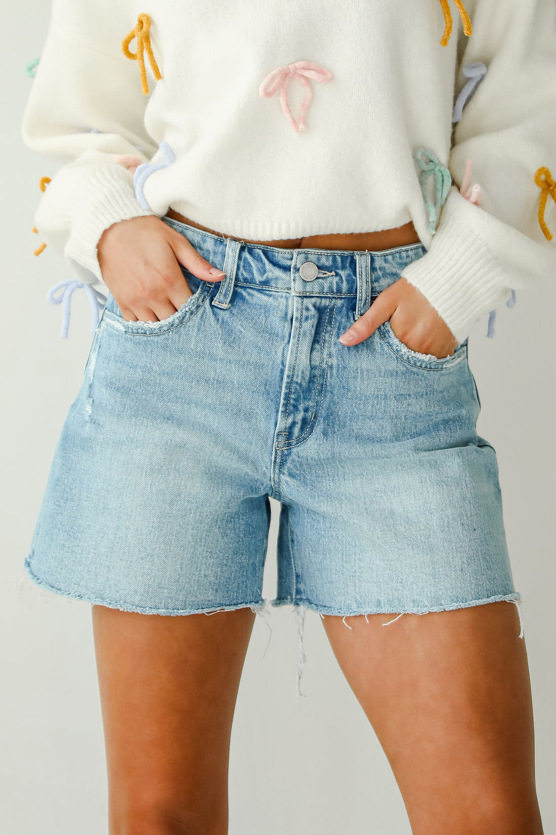 Jayde Medium Wash Stretch Boyfriend Denim Shorts