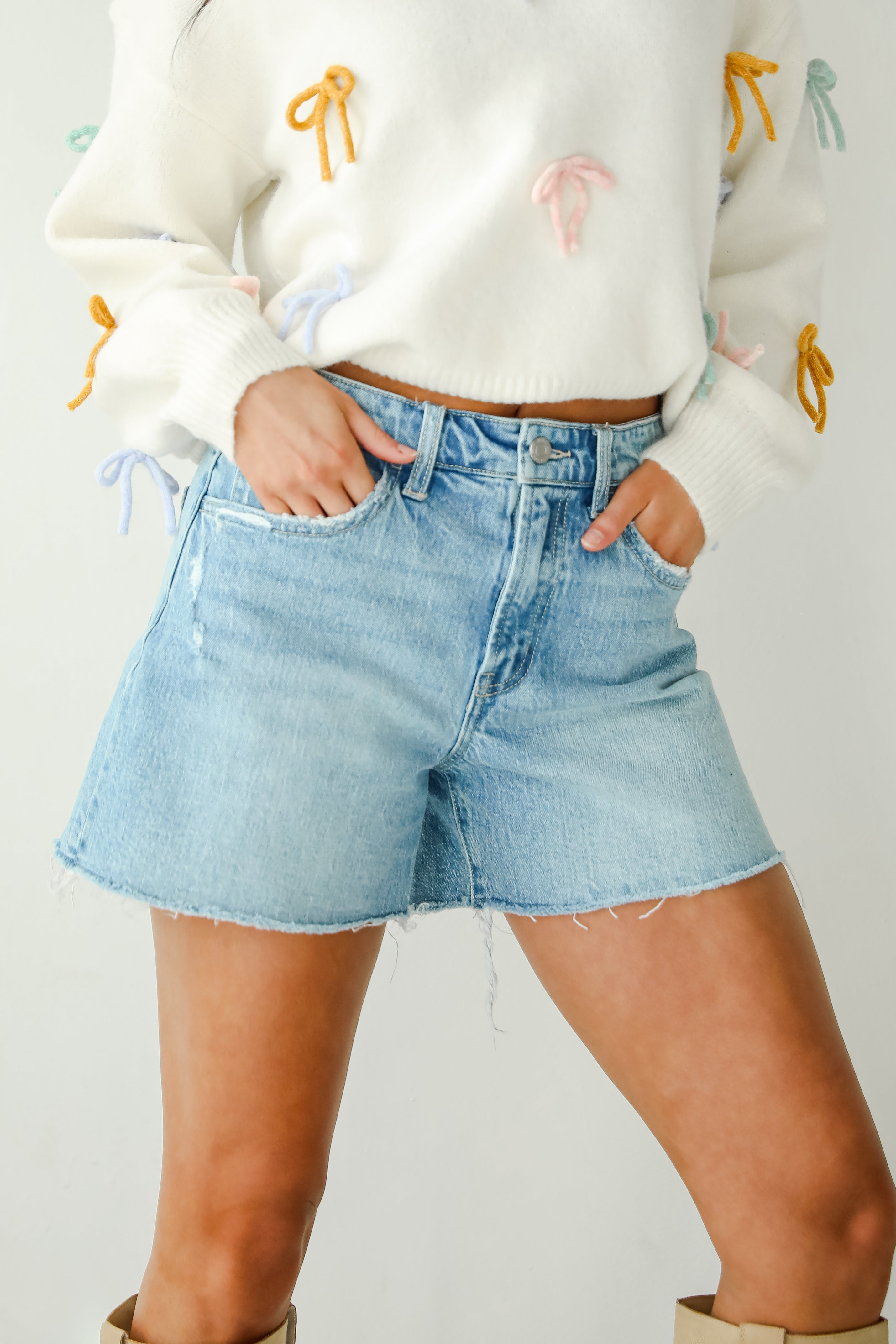 Jayde Medium Wash Stretch Boyfriend Denim Shorts