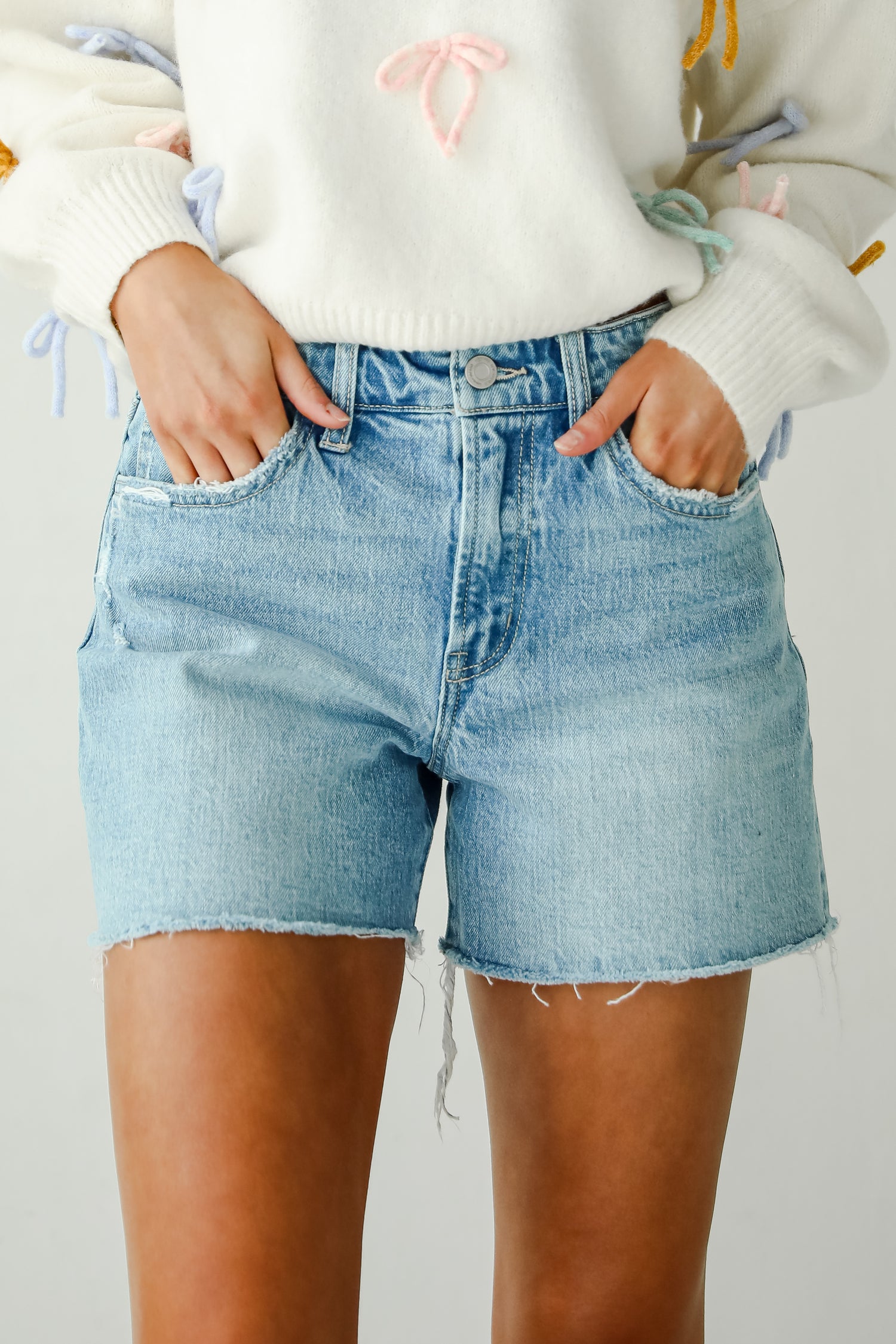 Jayde Medium Wash Stretch Boyfriend Denim Shorts