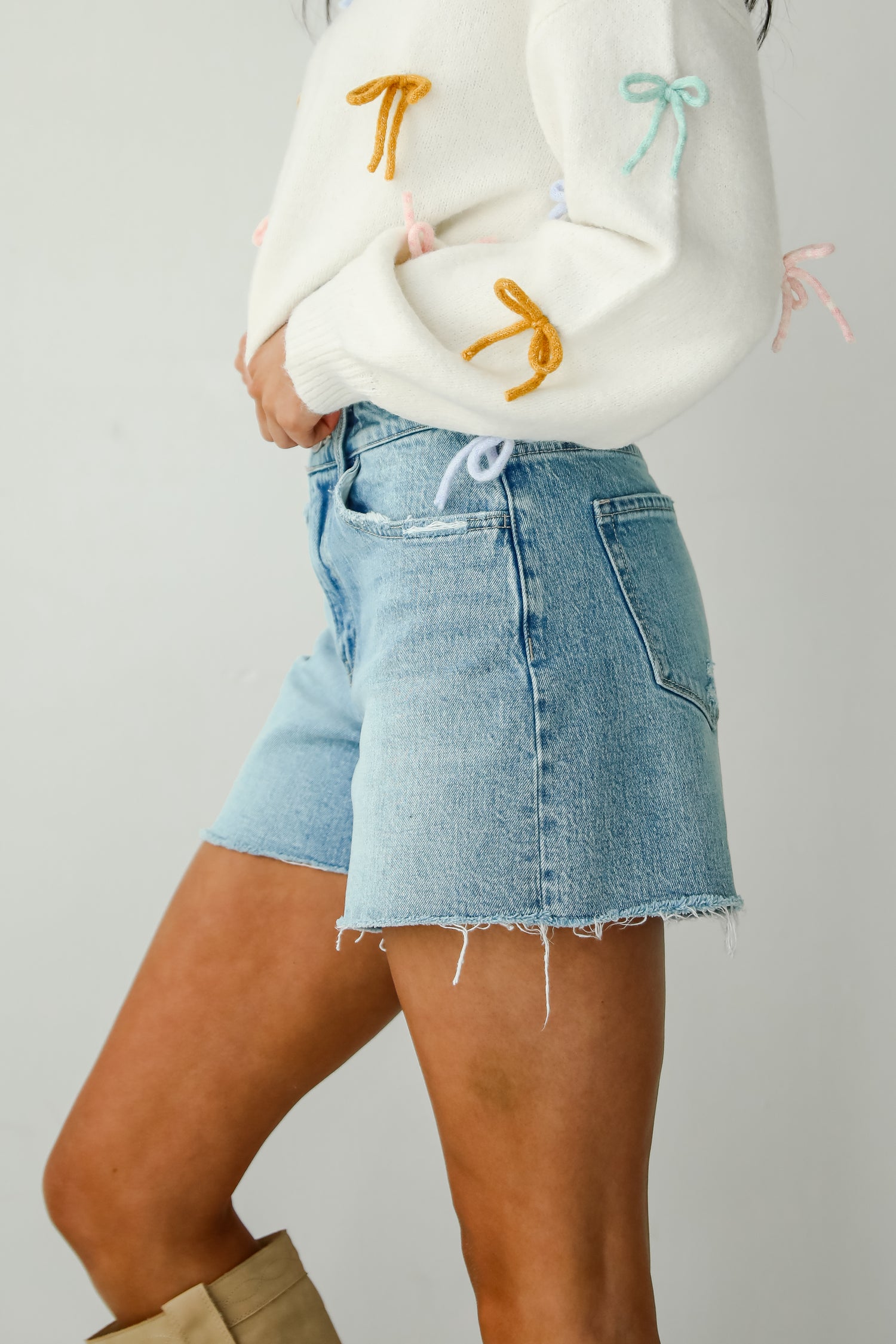 Jayde Medium Wash Stretch Boyfriend Denim Shorts