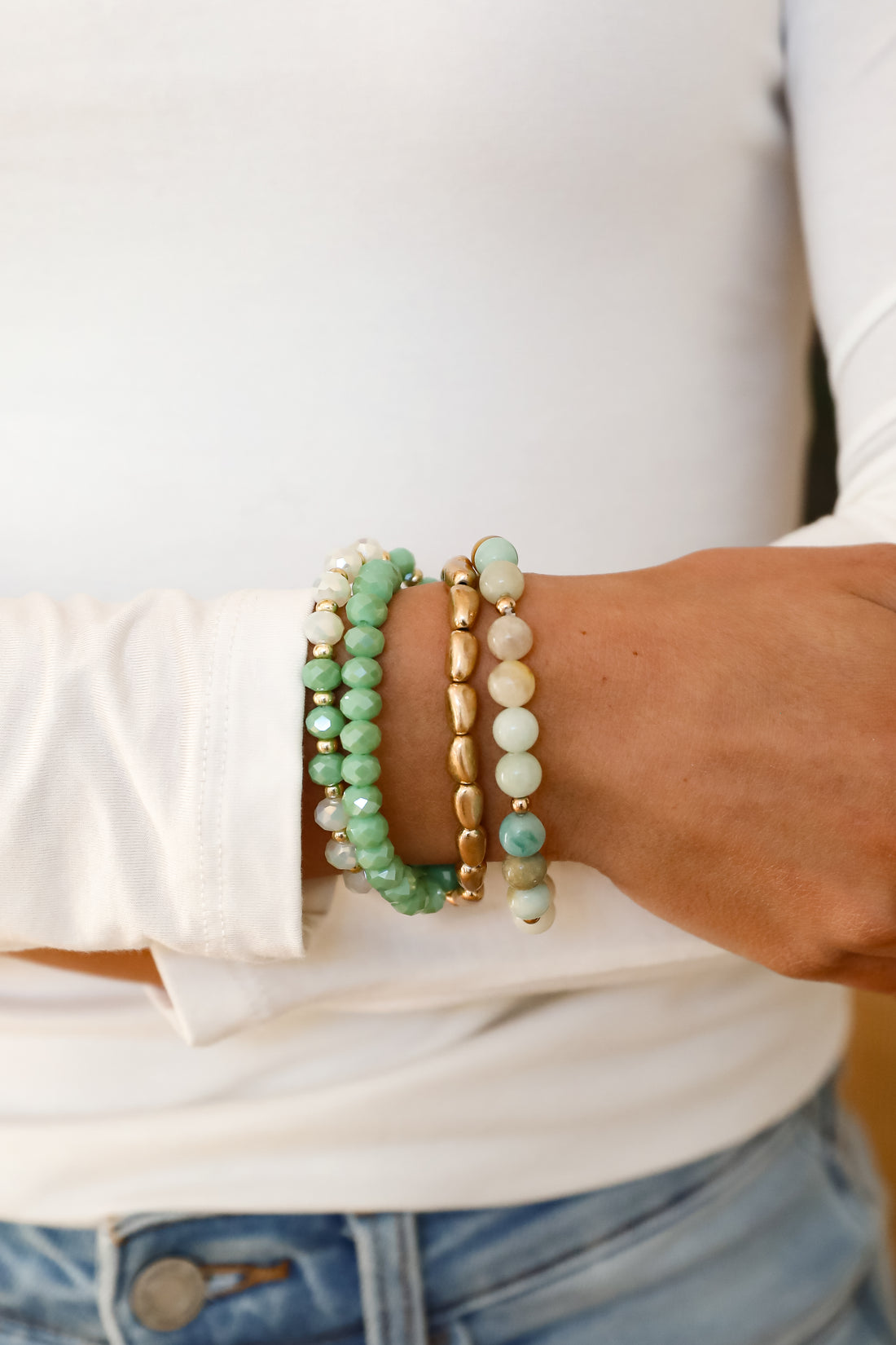 Eloise Mint Beaded Bracelet Set