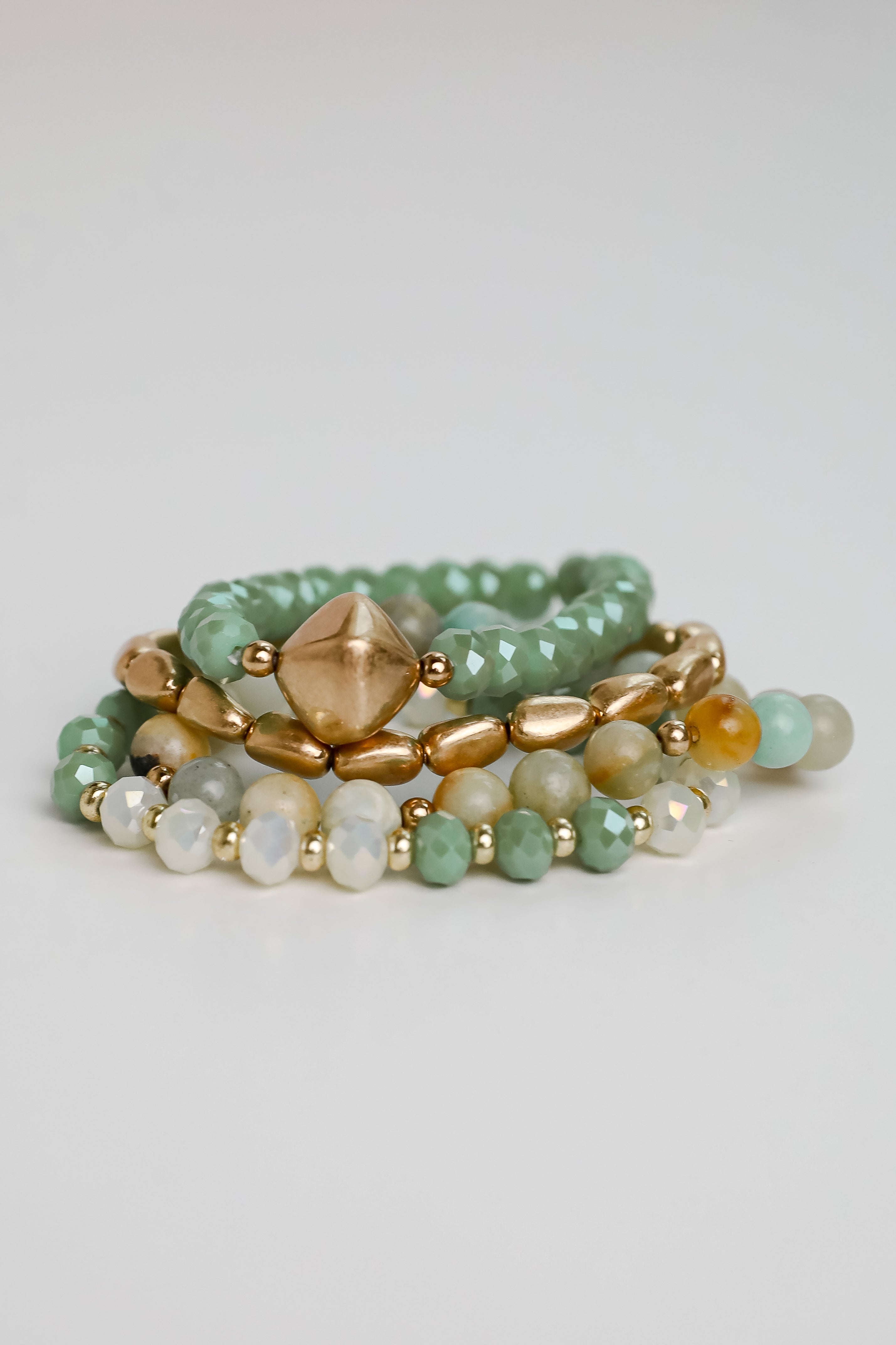 Eloise Mint Beaded Bracelet Set