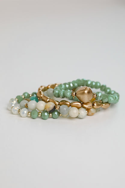 Eloise Mint Beaded Bracelet Set