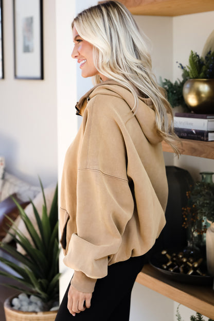 Comfiest Trend Mocha Fleece Hooded Pullover