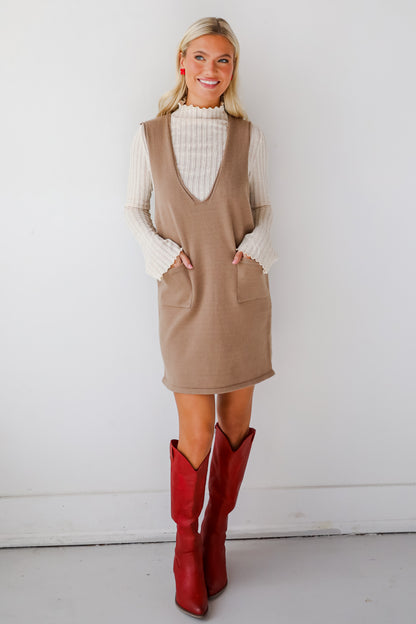 Perfect Outcome Mocha Mini Sweater Dress