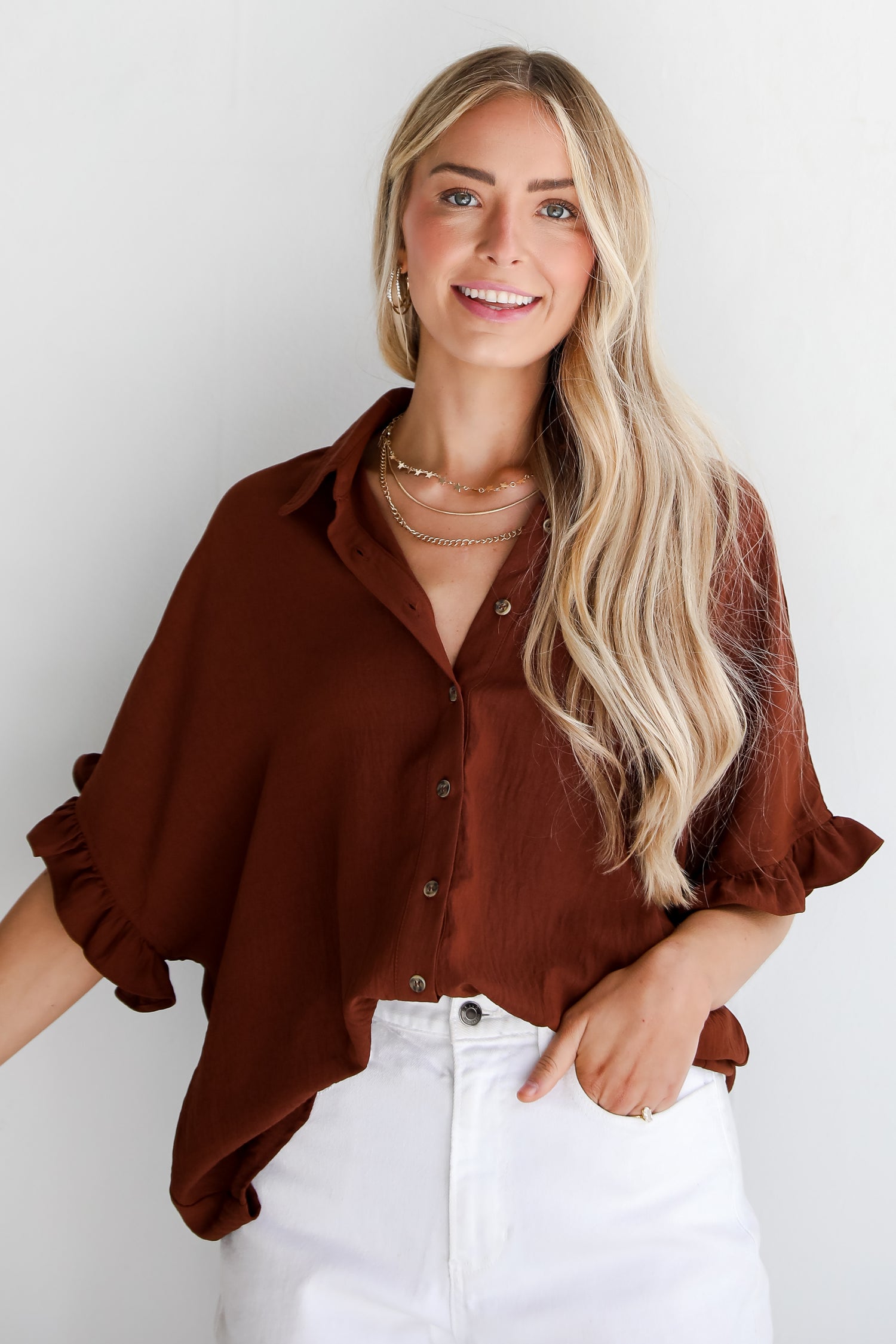 brown Oversized Blouse for women