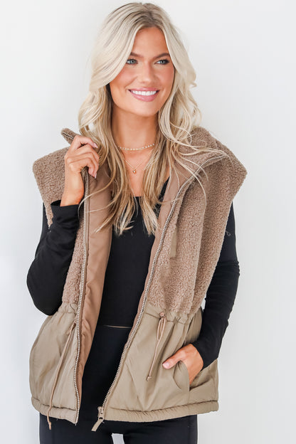 Warm Aesthetic Mocha Sherpa Vest