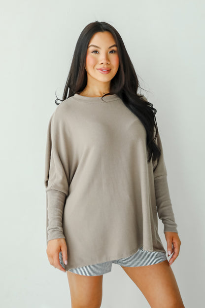 Easygoing Energy Mocha Soft Knit Top