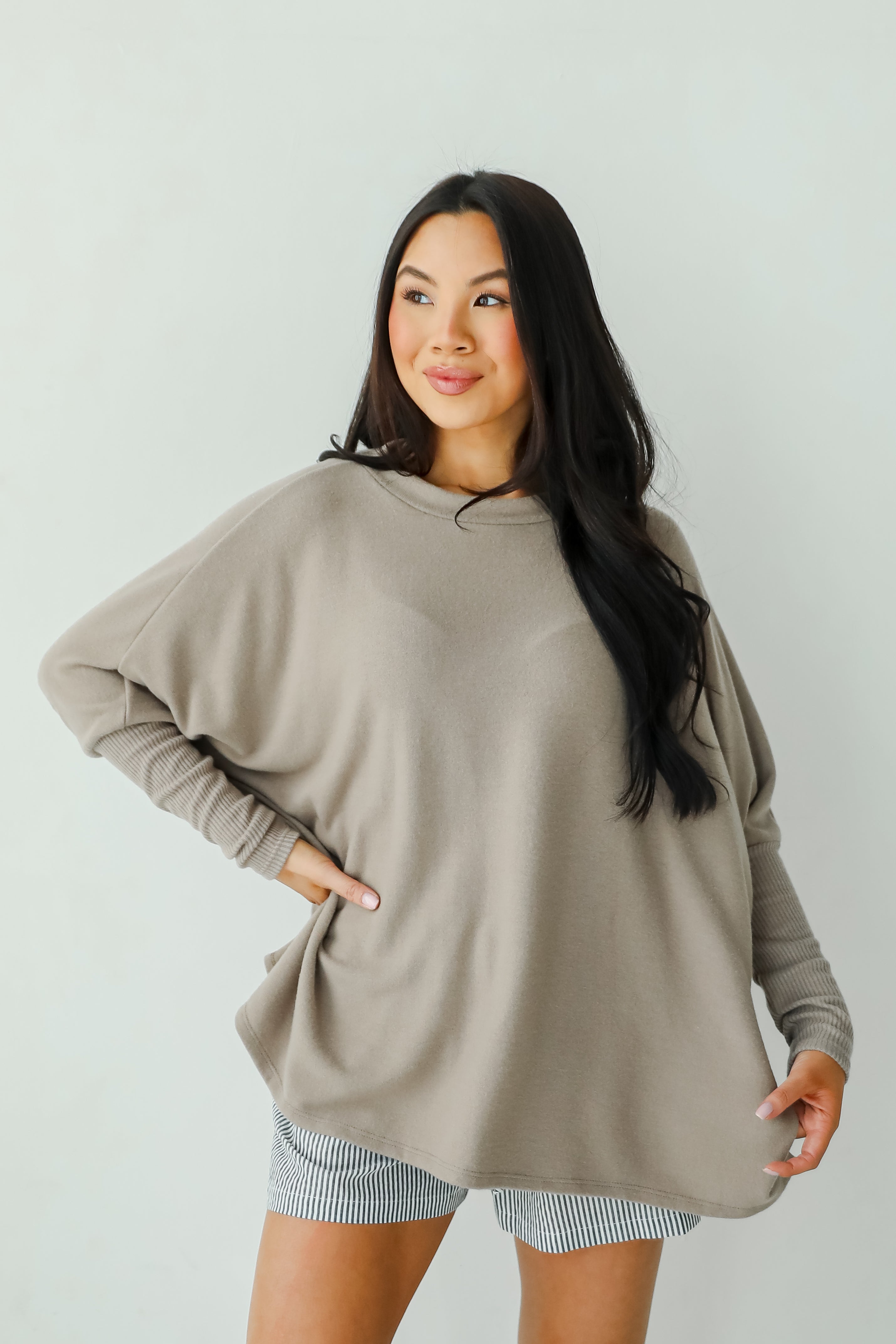 Easygoing Energy Mocha Soft Knit Top