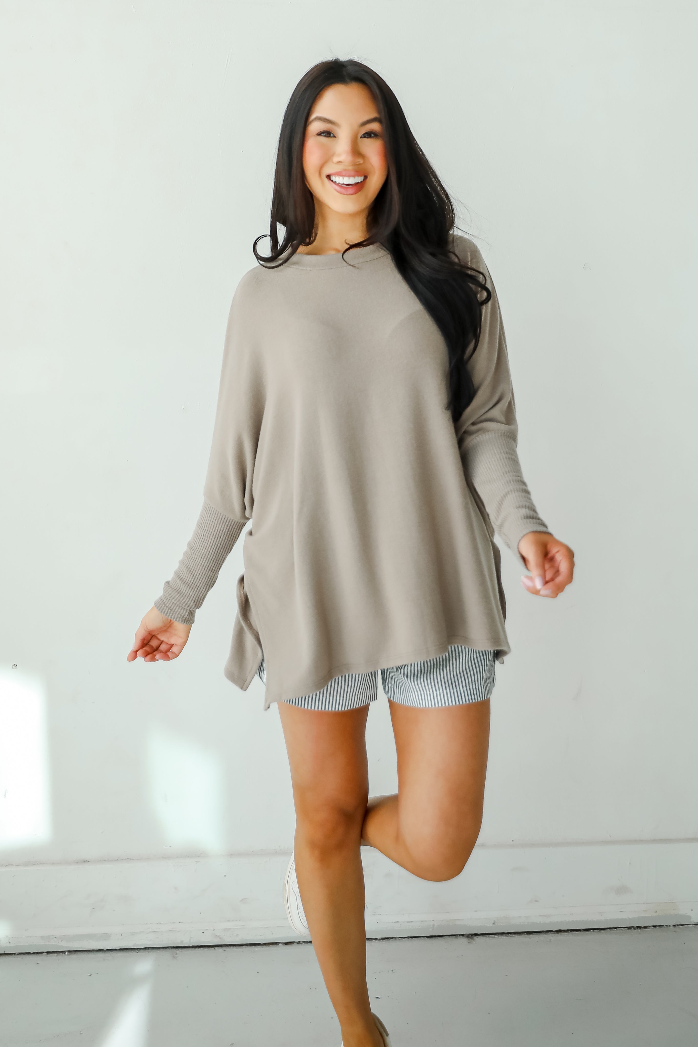 Easygoing Energy Mocha Soft Knit Top