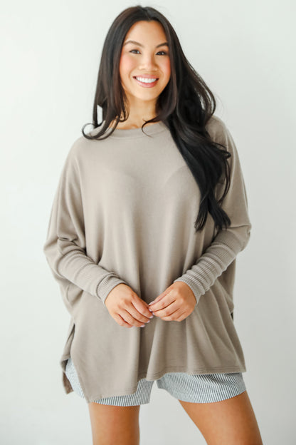 Easygoing Energy Mocha Soft Knit Top