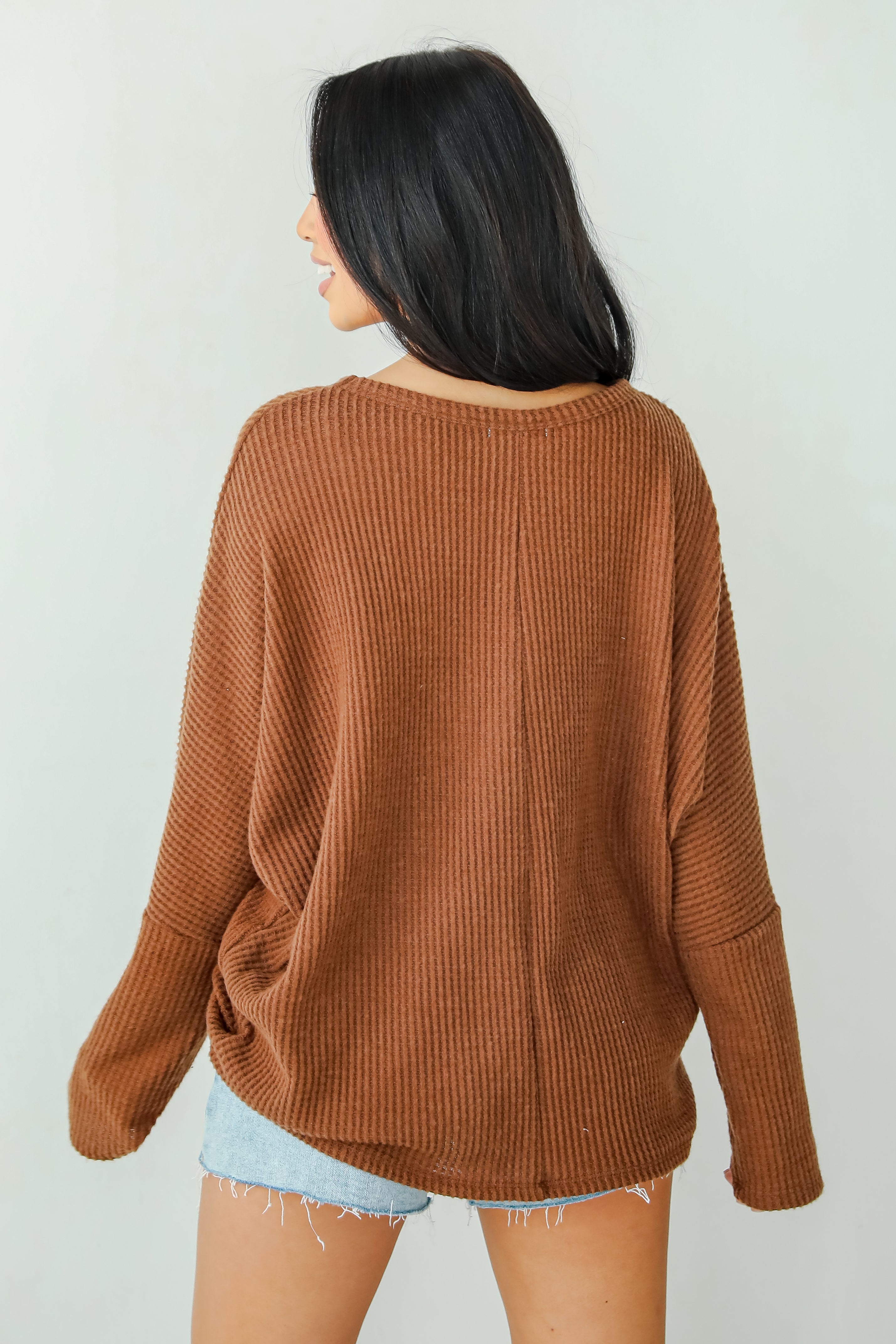 Trendy Minimalist Waffle Knit Top